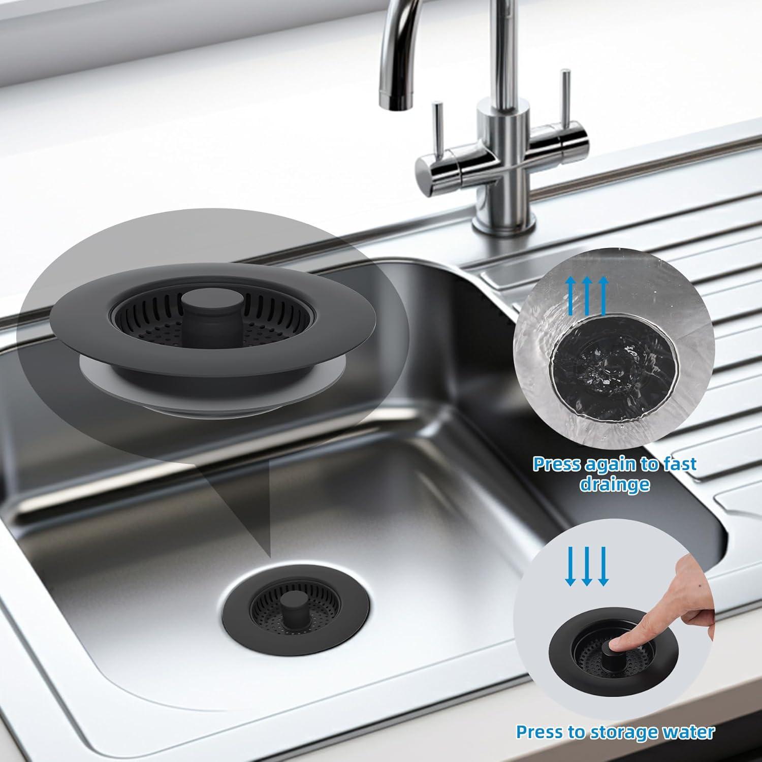 Filtro de Drenaje Hibbent Acero Inoxidable 3 en 1 para Fregadero