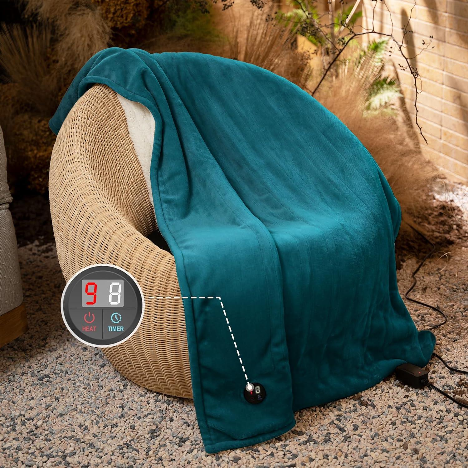 Manta Calentada Eléctrica GOTCOZY 152x127 cm 10 Niveles Azul