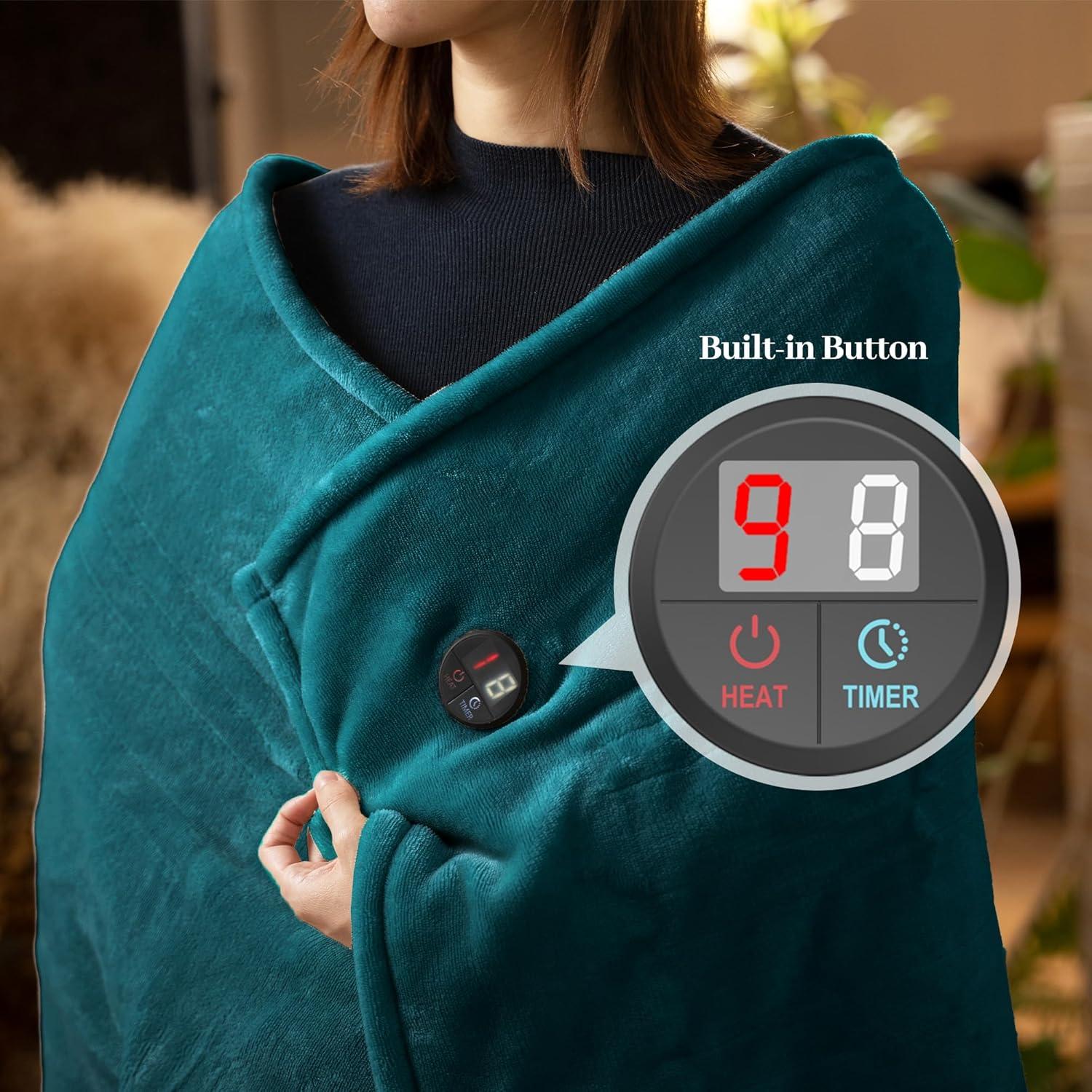 Manta Calentada Eléctrica GOTCOZY 152x127 cm 10 Niveles Azul