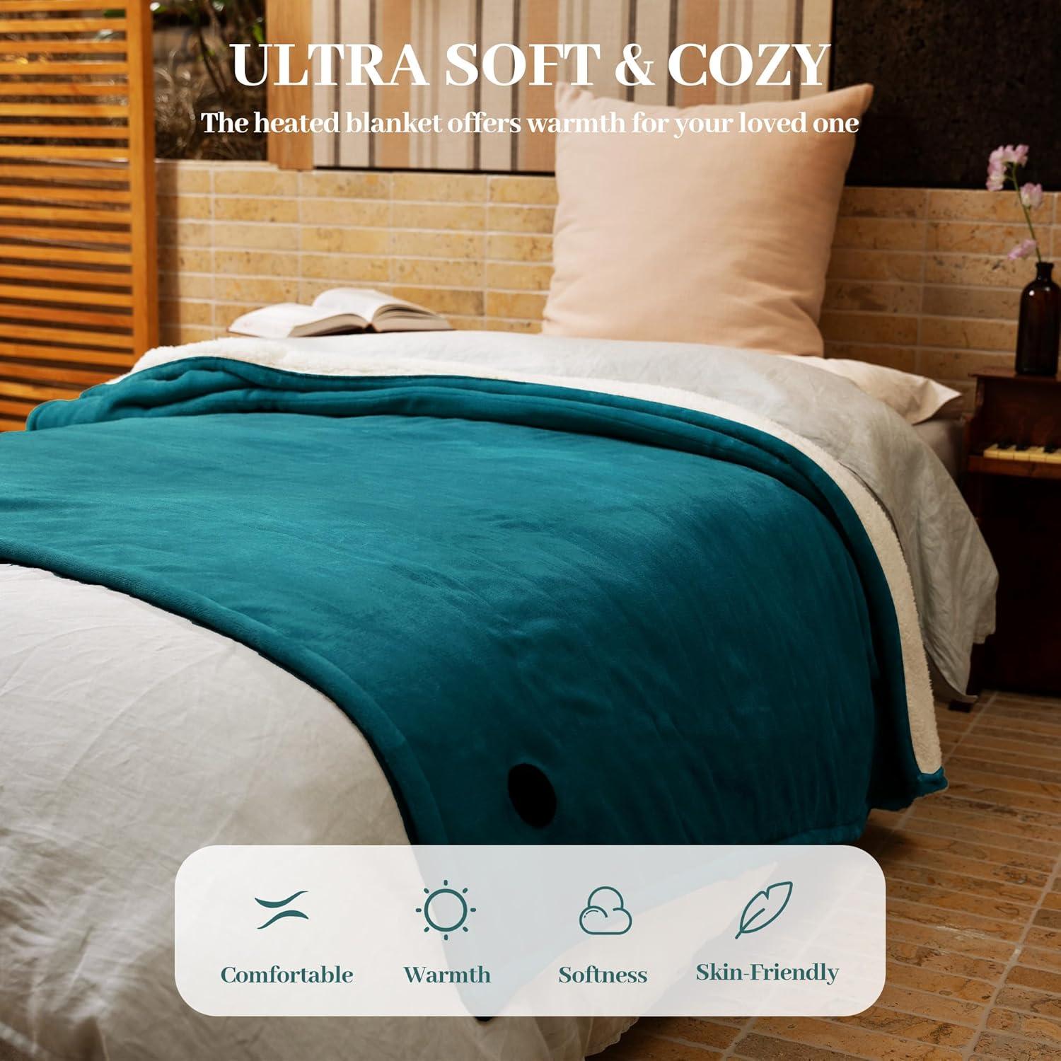 Manta Calentada Eléctrica GOTCOZY 152x127 cm 10 Niveles Azul