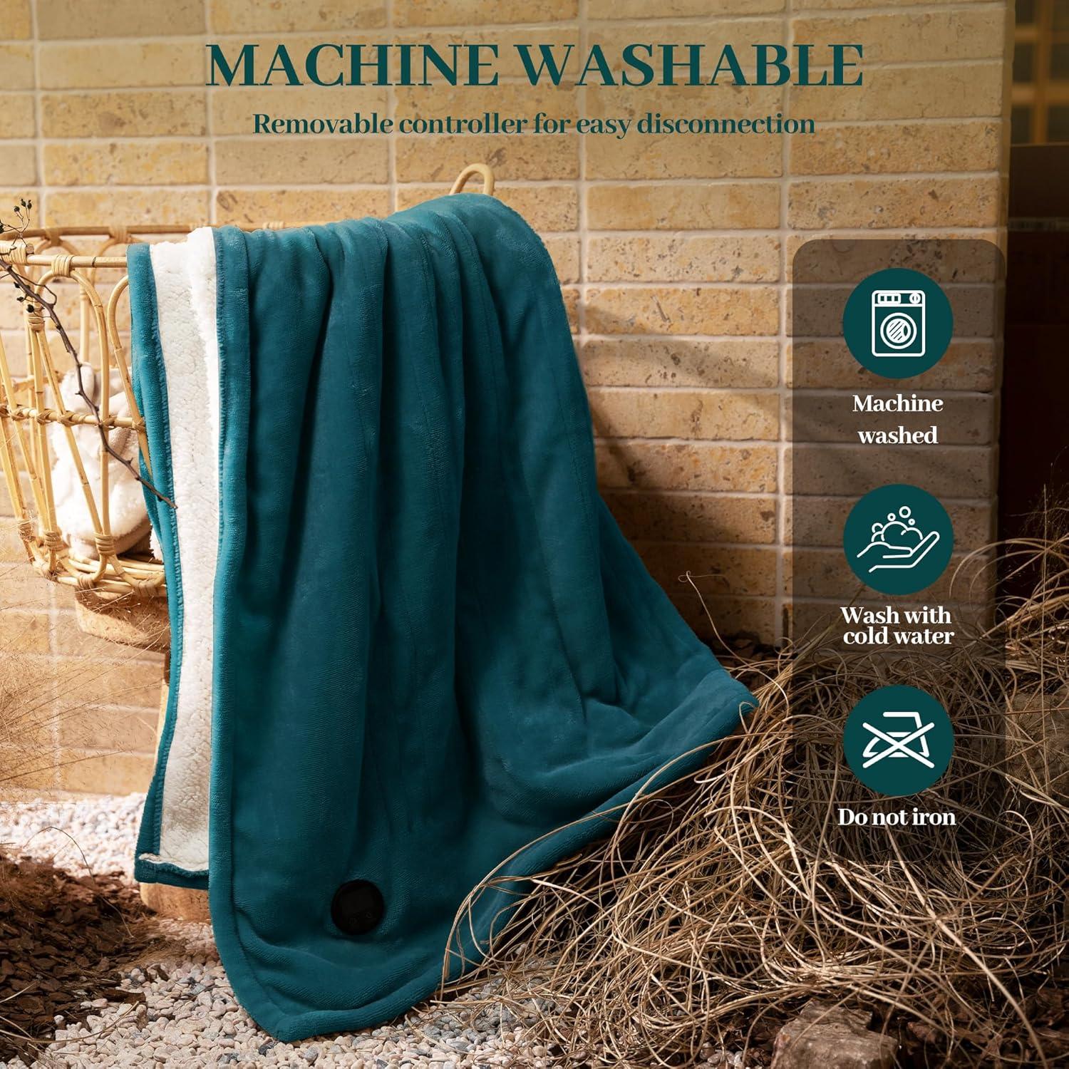 Manta Calentada Eléctrica GOTCOZY 152x127 cm 10 Niveles Azul