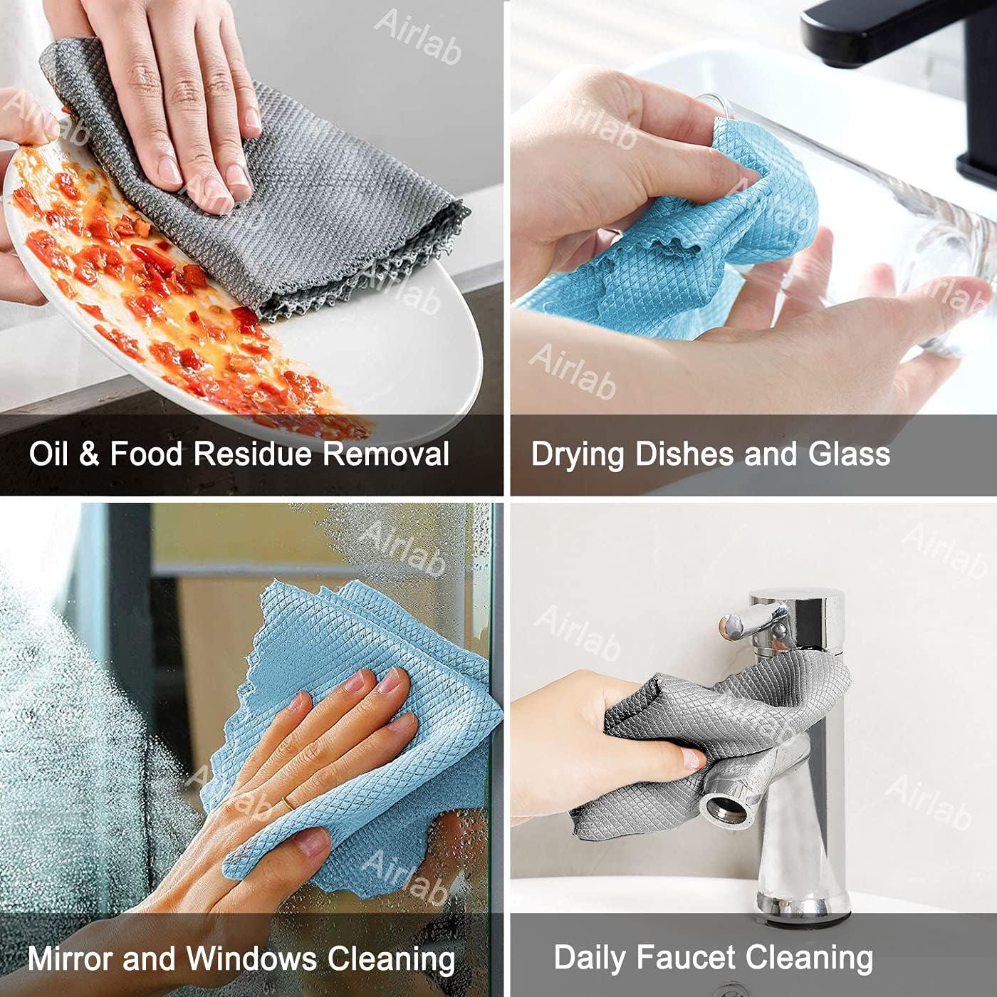 Streak Free Miracle Cleaning Cloths Easy Clean Nanoscale, Pack of 8, 12'' x 16'', Microfiber Polishing Windows Glass Lint Free Rags Stainless Steel Car Kitchen Reusable