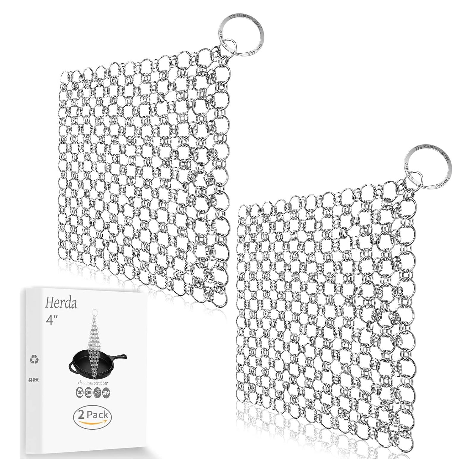 Estropajos de Cadena de Acero Inoxidable Herda - 2 Piezas 10.16 cm