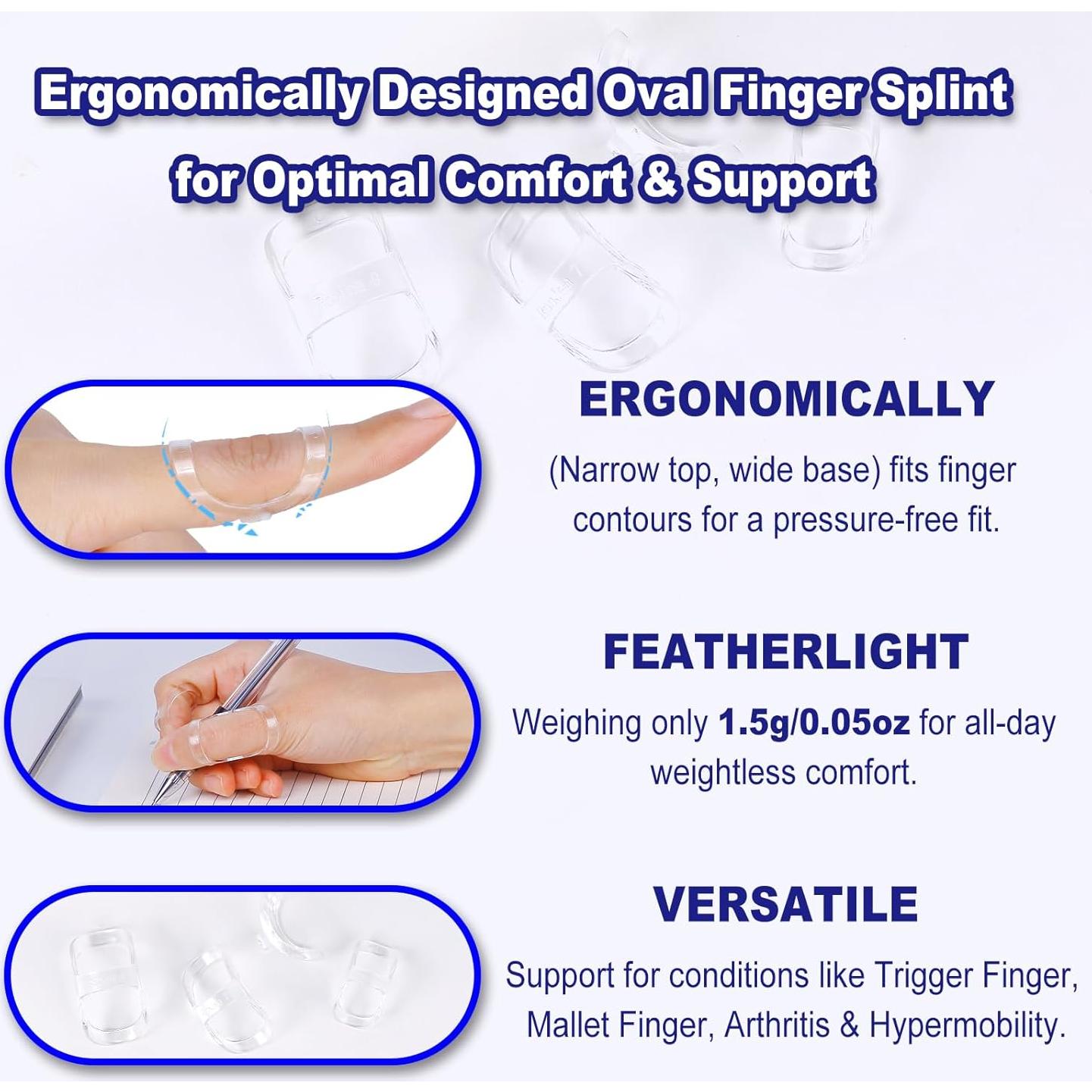 Kit de Férulas y Mangas Transparentes para Dedos RONJEA - 10 Piezas
