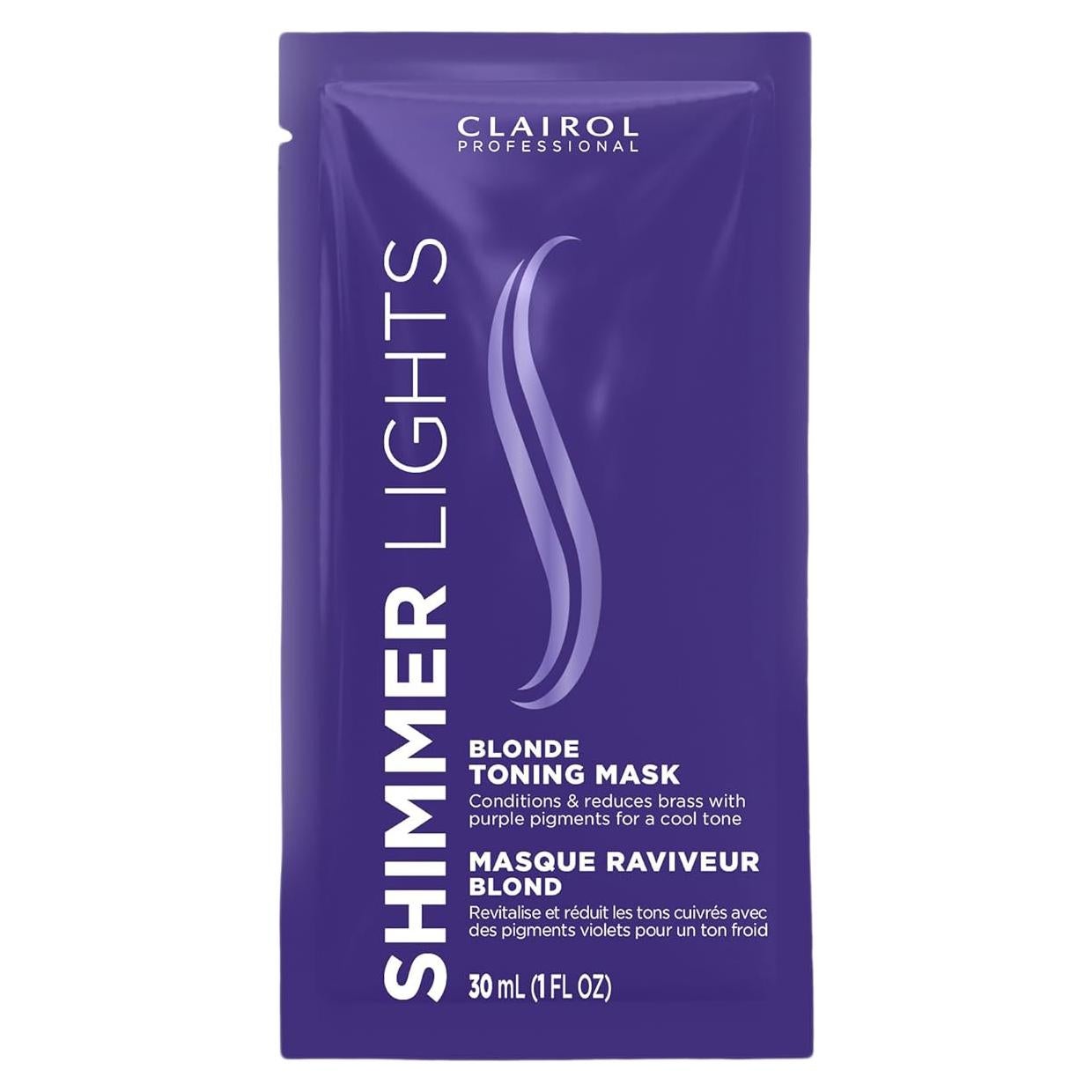 Clairol Professional Shimmer Lights Violet Toning Mask for Neutralizing Brassy Tones with Refreshing Blonde Hair Results