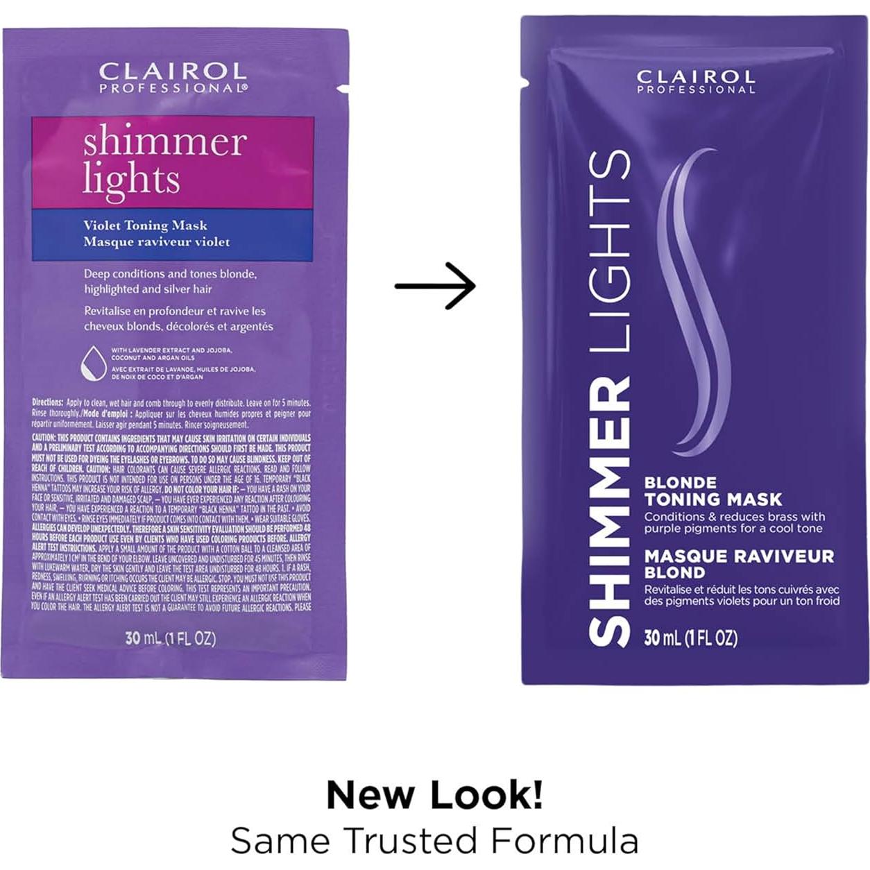 Clairol Professional Shimmer Lights Violet Toning Mask for Neutralizing Brassy Tones with Refreshing Blonde Hair Results