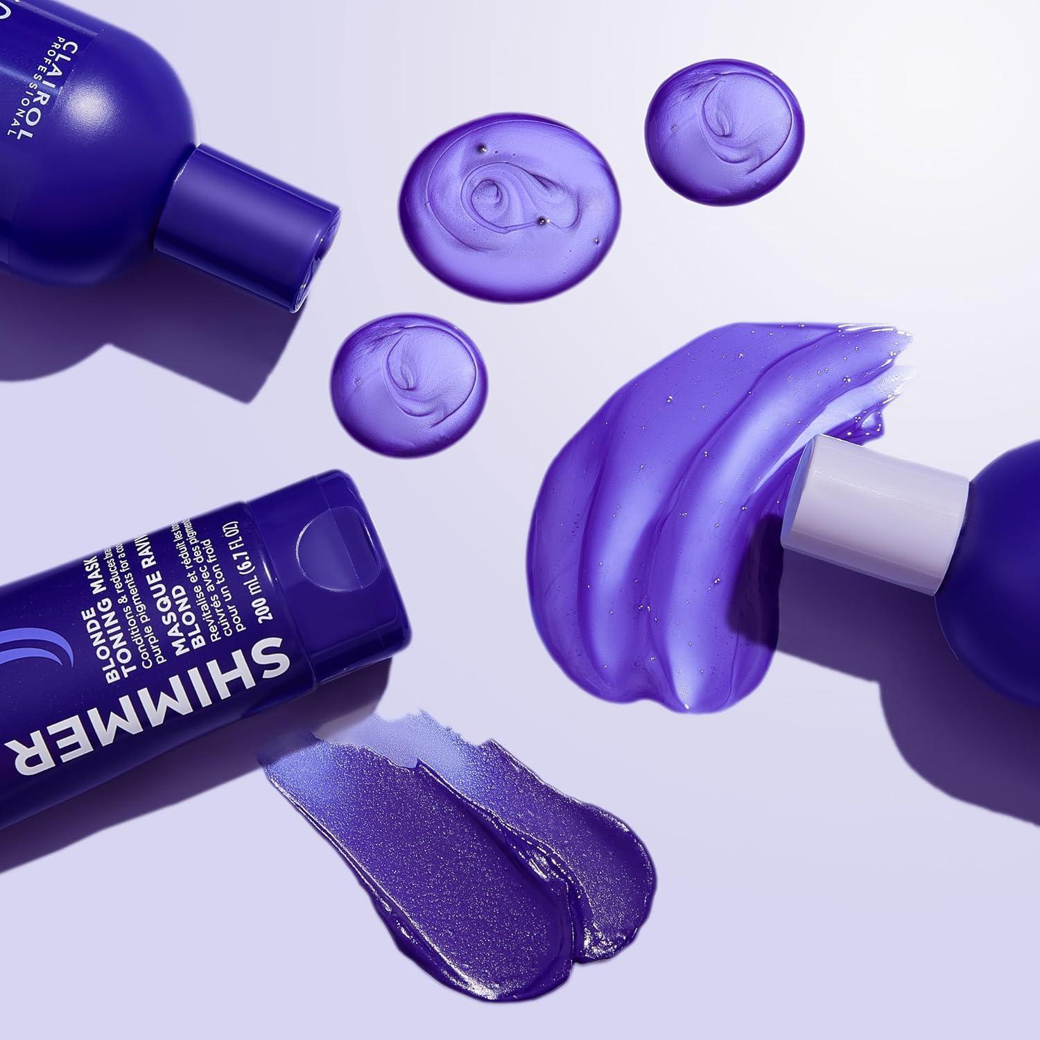 Clairol Professional Shimmer Lights Violet Toning Mask for Neutralizing Brassy Tones with Refreshing Blonde Hair Results