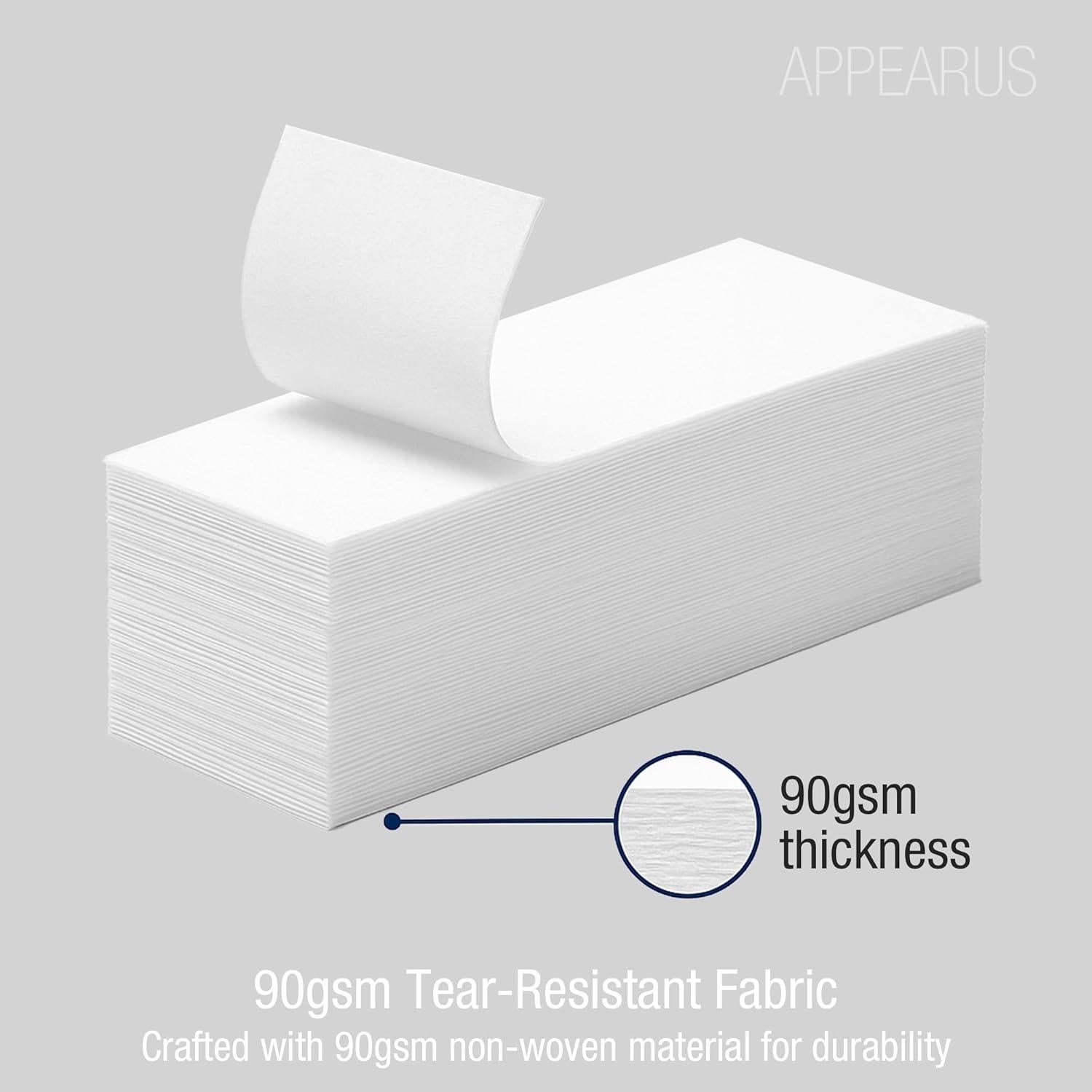 Appearus 250-Count Large 3x9 Non-Woven Waxing Strips – 90 gsm Tear-Resistant, Lint-Free Epilating Strips for Face & Body – Compatible with All Soft Waxes – Professional Spa-Grade Hair Removal