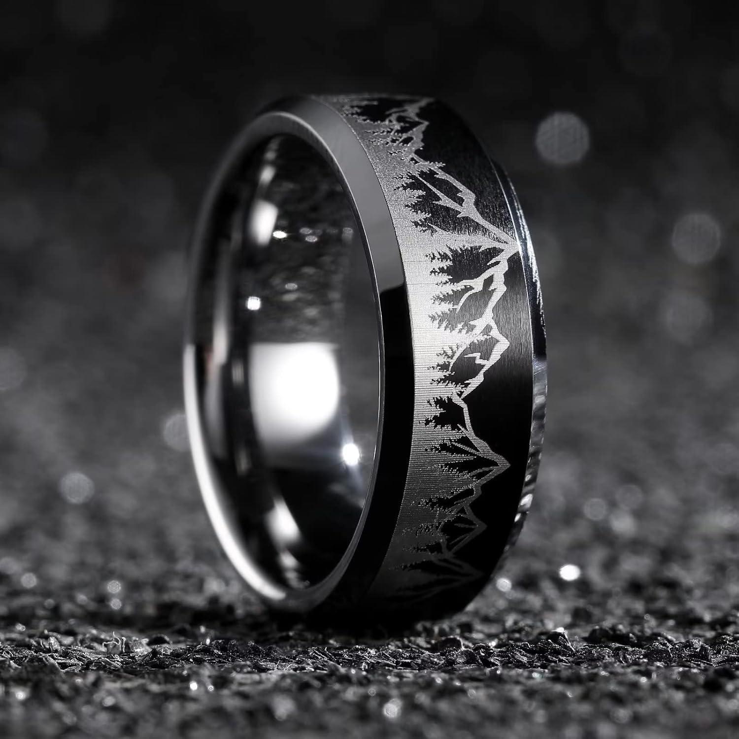 Anillo de Boda King Will 6mm Carburo Tungsteno Bosque