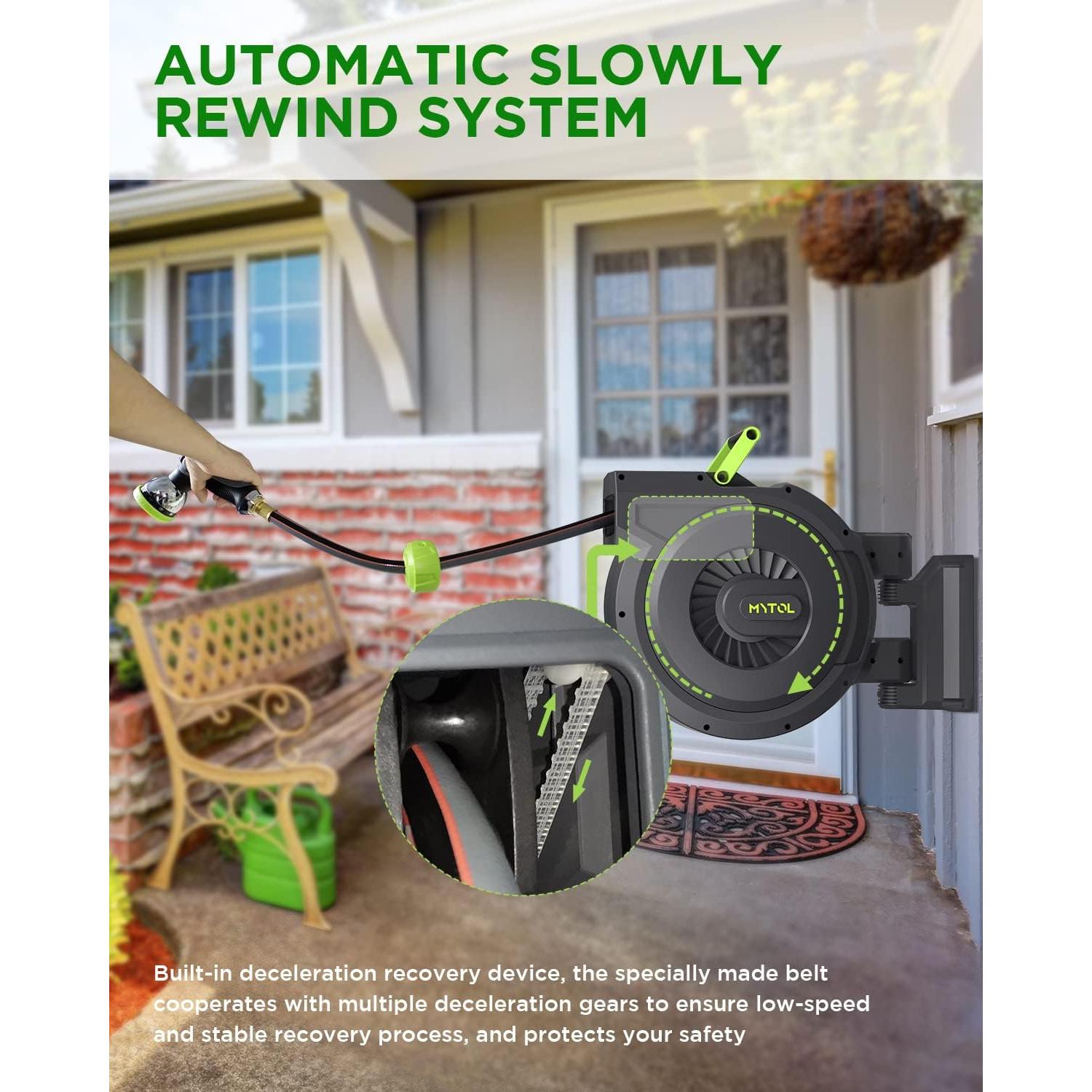 Carrete de Manguera de Jardín MYTOL 25 m con Boquilla 10 Patrones