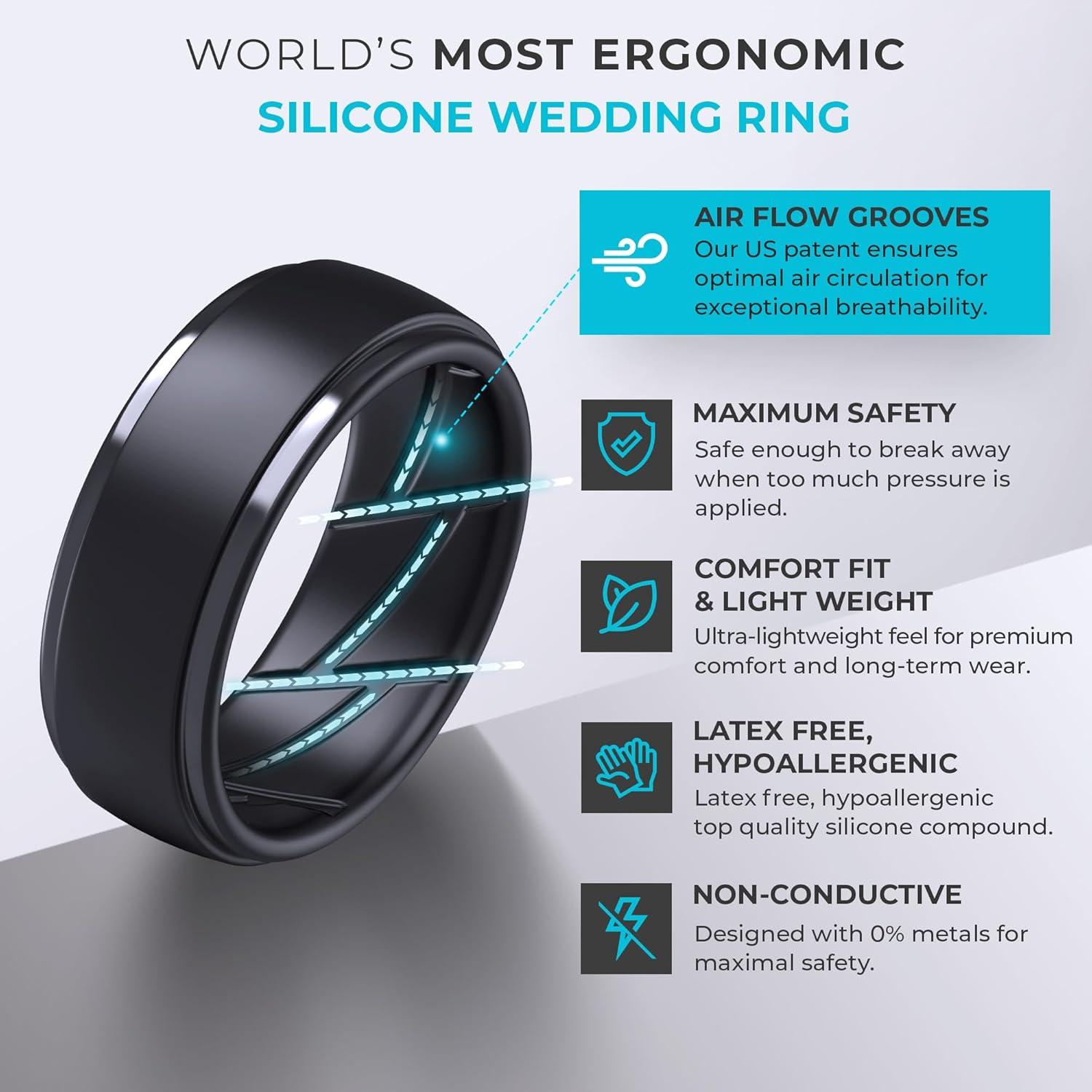 Anillos de Silicona ThunderFit 10mm Transpirables Paquete 1-7