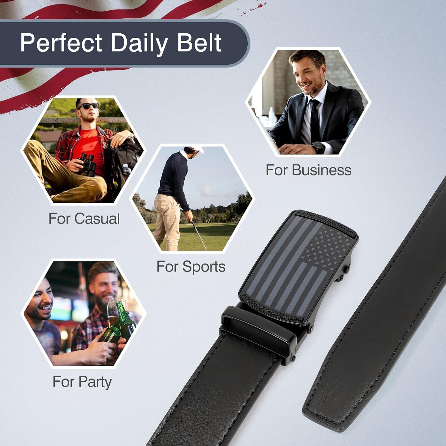 Cinturón Ratchet SANSTHS para Hombres 3,18 cm Ajustable