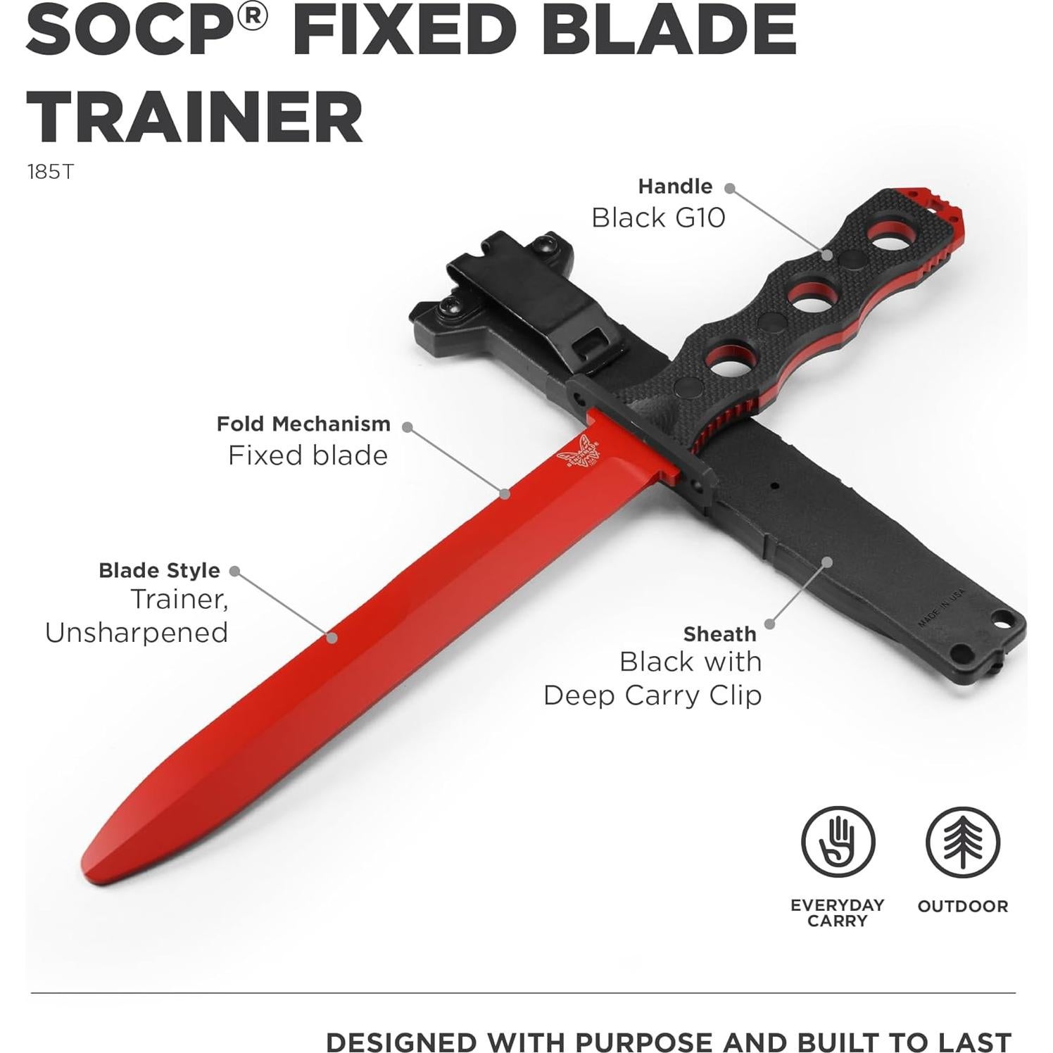 Cuchillo de Entrenamiento Benchmade SOCP 185T G10 Negro