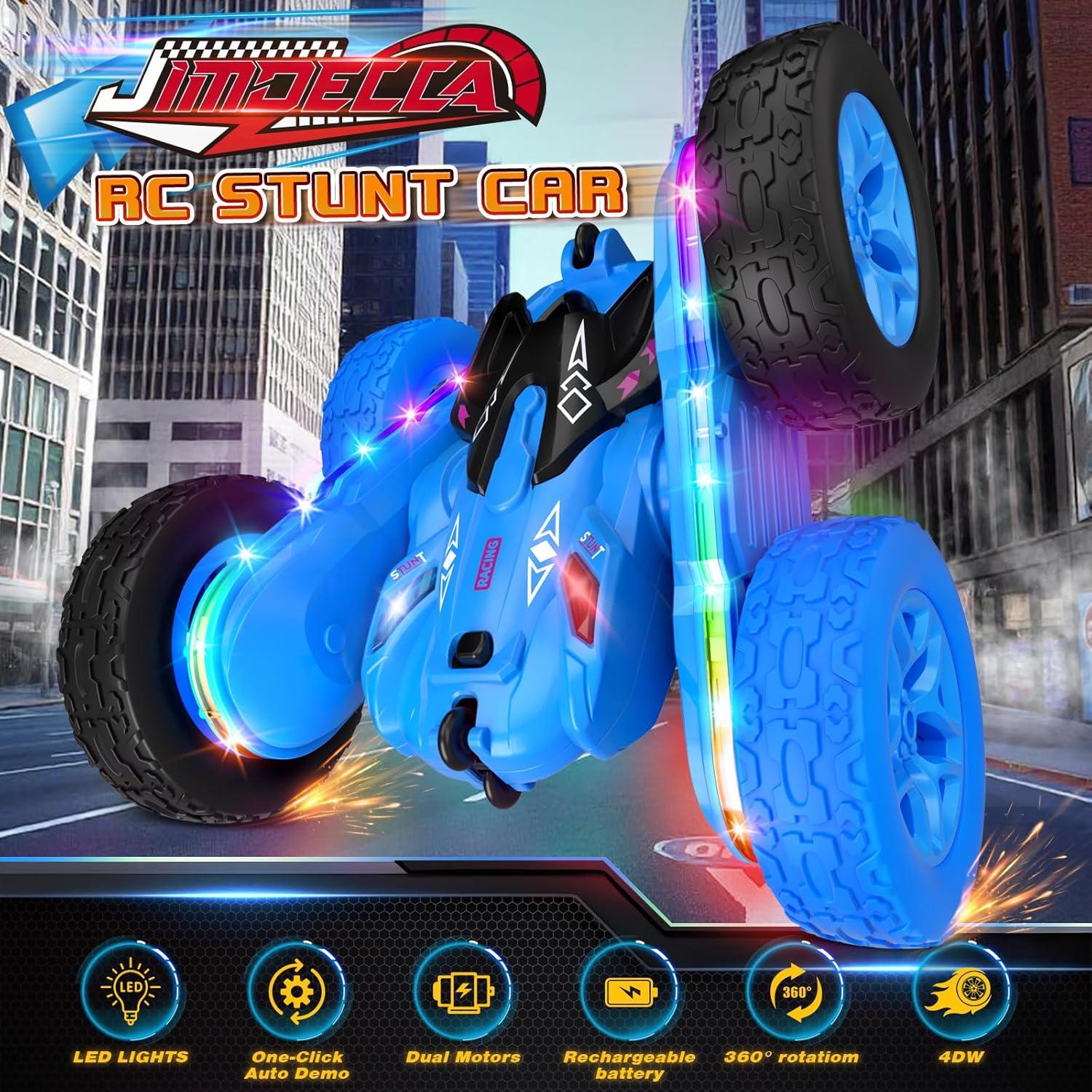 Coche RC Jimdella Acrobacias 360° LED Azul para Niños