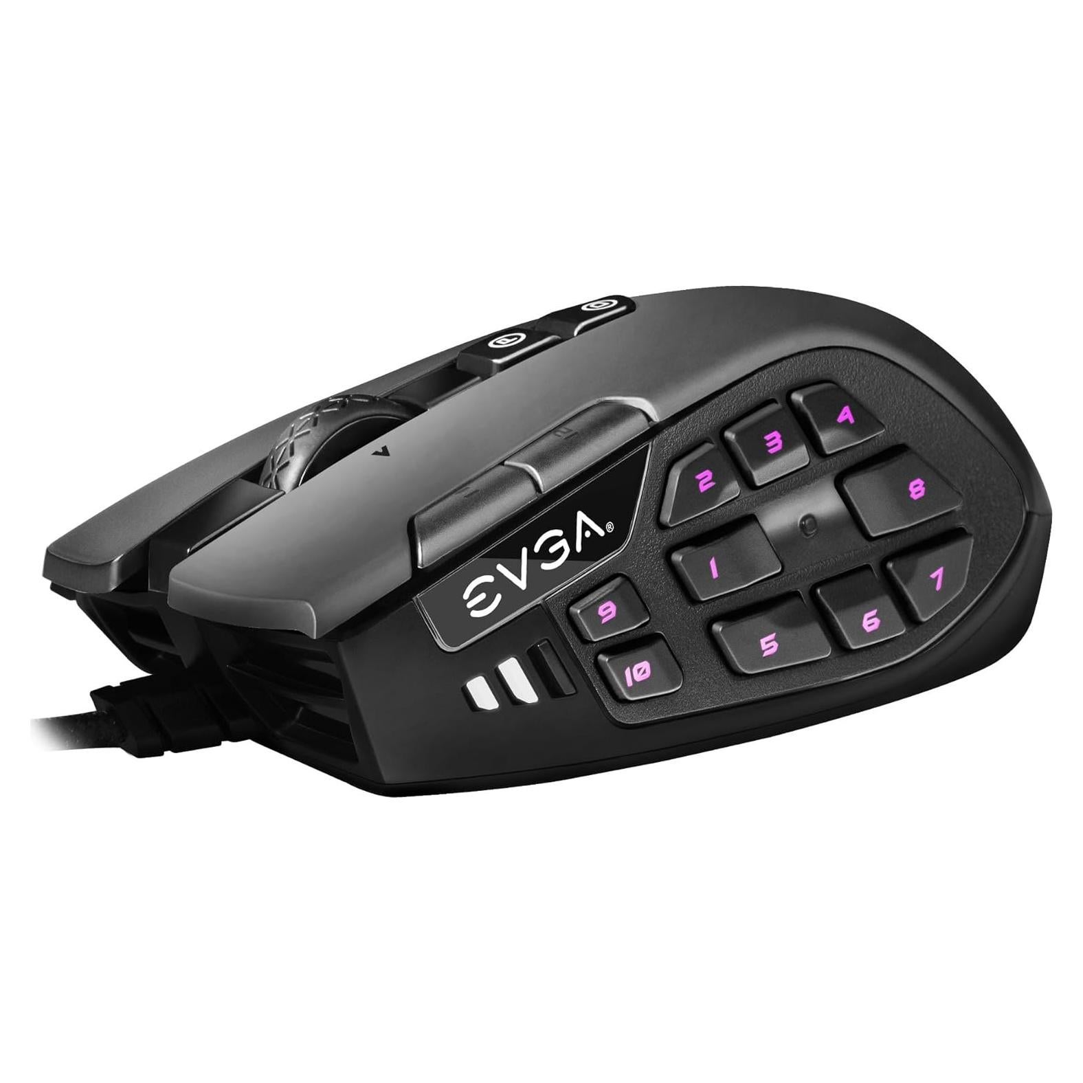 EVGA X15 MMO Gaming Mouse, 8k, Wired, Black, Customizable, 16,000 DPI, 5 Profiles, 20 Buttons, Ergonomic 904-W1-15BK-KR