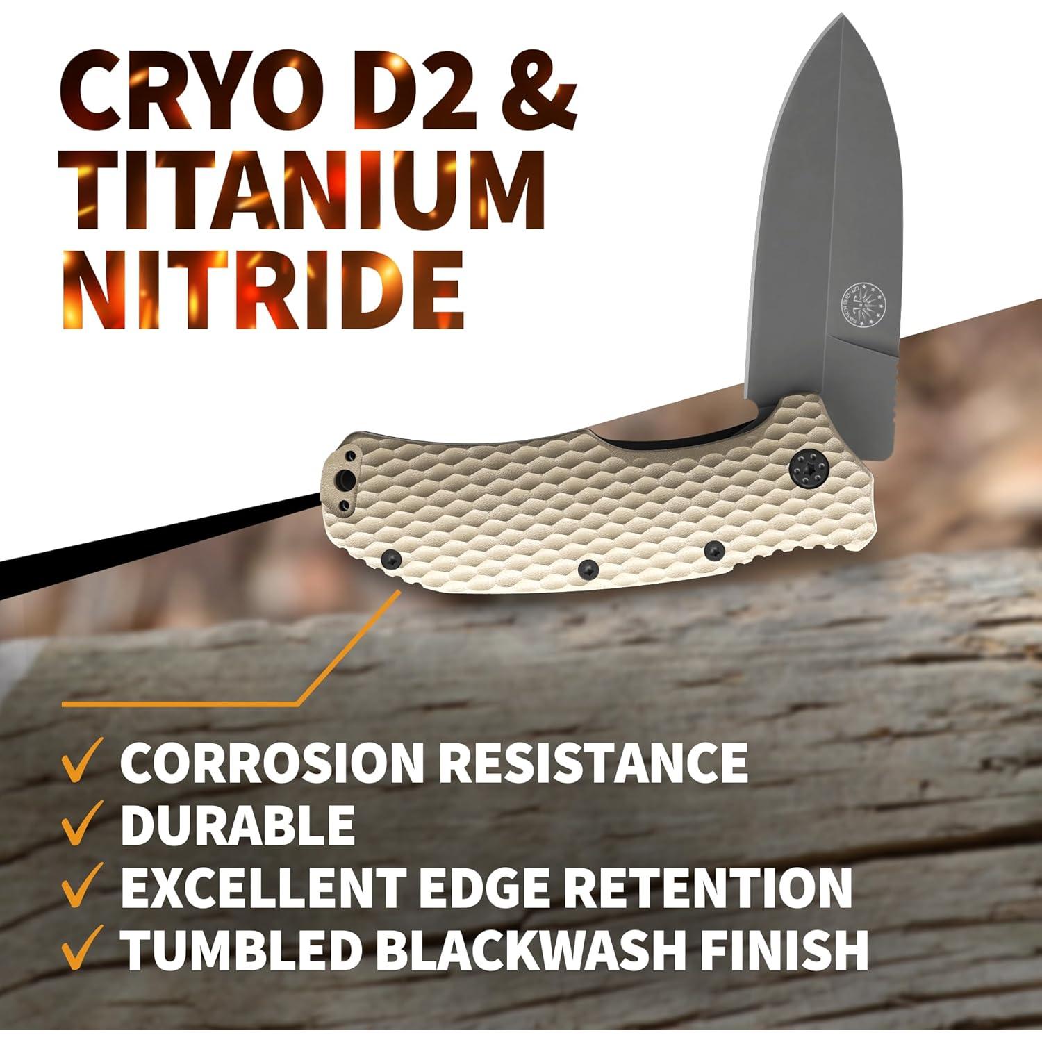 Cuchillo Off-Grid Rapid Fire Stinger, Acero D2, Coyote