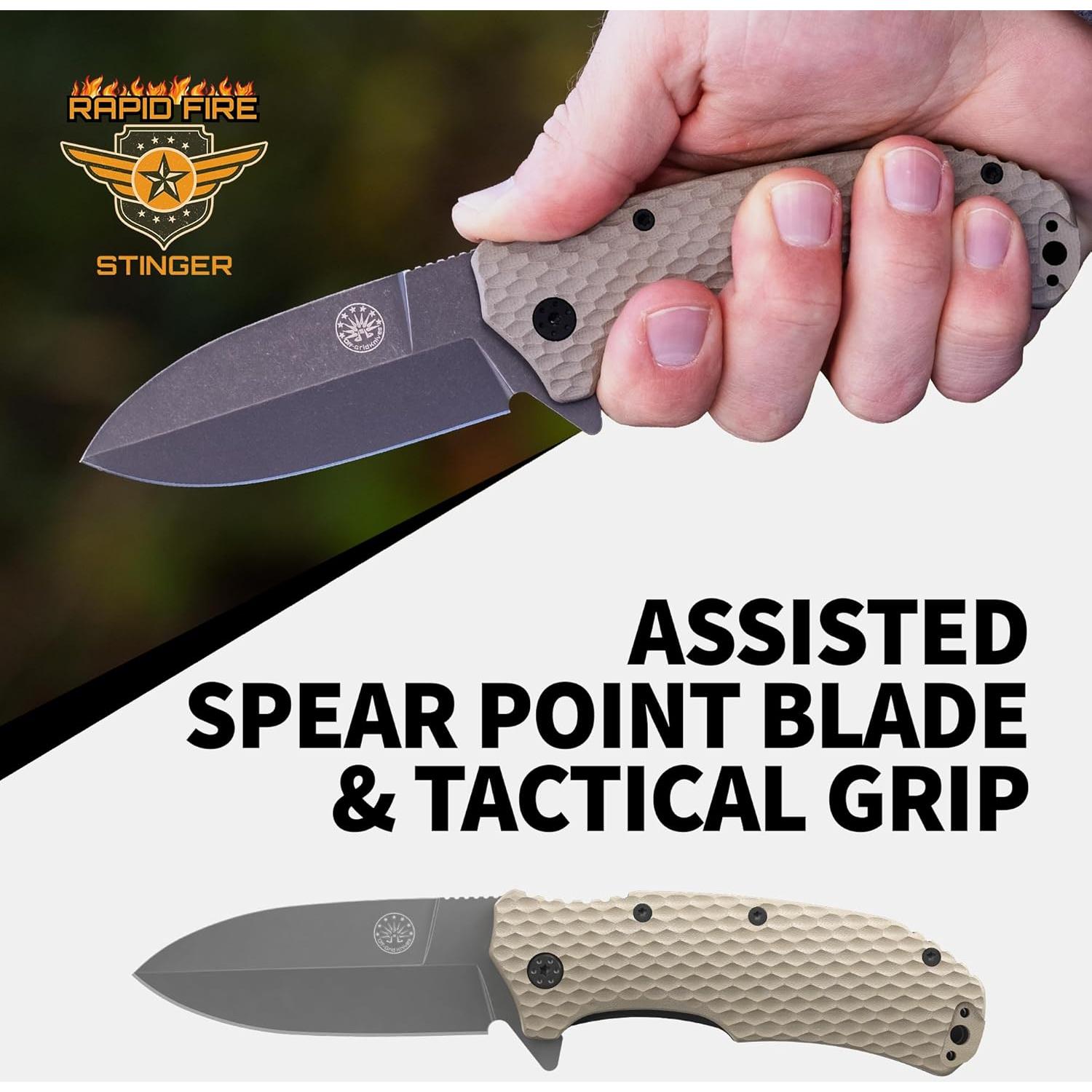 Cuchillo Off-Grid Rapid Fire Stinger, Acero D2, Coyote