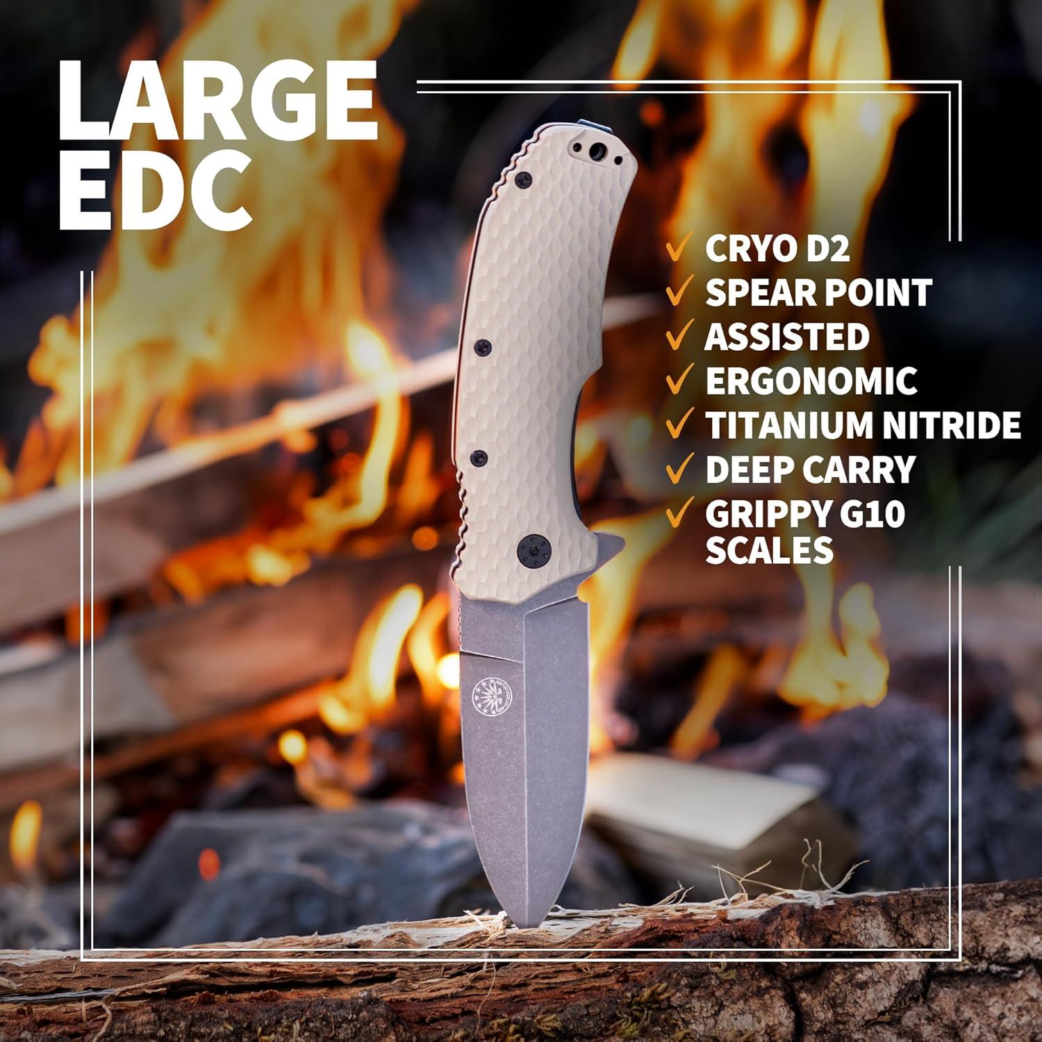 Cuchillo Off-Grid Rapid Fire Stinger, Acero D2, Coyote