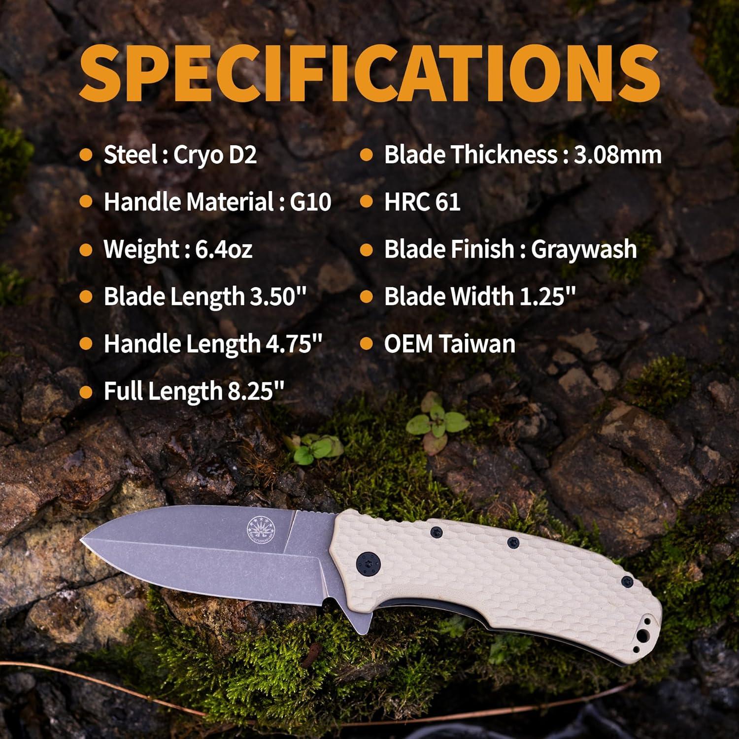 Cuchillo Off-Grid Rapid Fire Stinger, Acero D2, Coyote