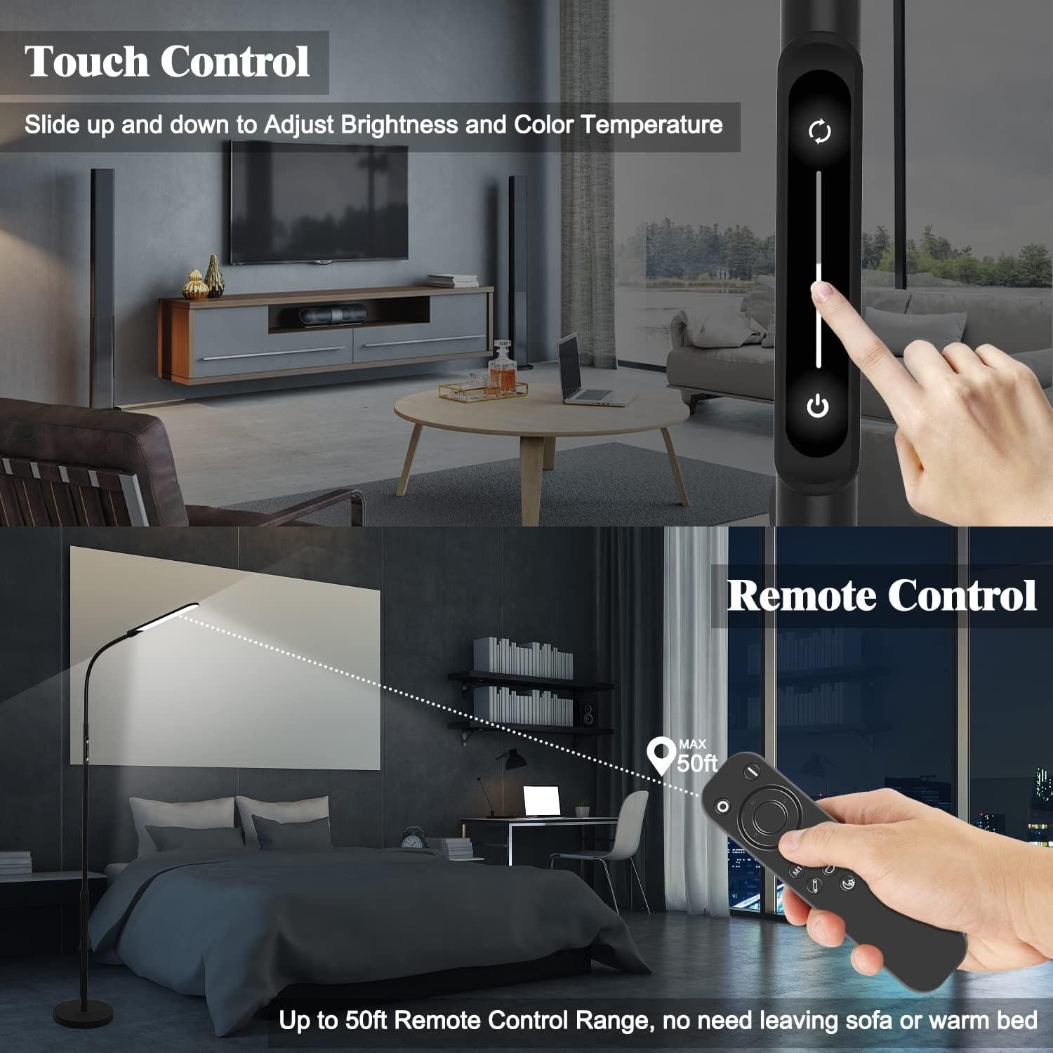 Lámpara de Pie LED NXONE Ajustable 187.96 cm Negra