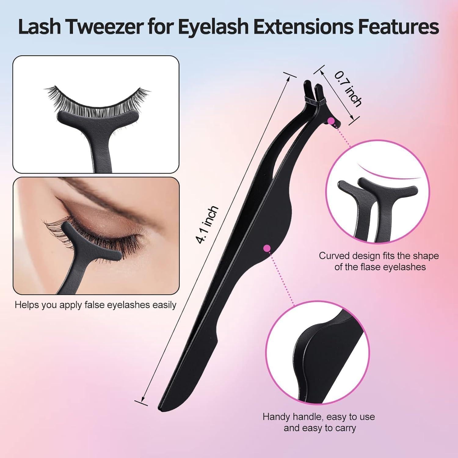 Eyelash Tools Kit for Women 3 in1 Mascara Brushes Eyelash Comb, Eyelash Extension Tweezers for Natural Eyelashes, Eyelash Tweezers and Brush Eyelash Tools Kit for Women