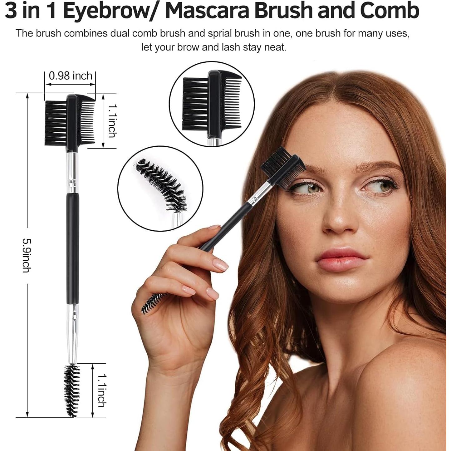 Eyelash Tools Kit for Women 3 in1 Mascara Brushes Eyelash Comb, Eyelash Extension Tweezers for Natural Eyelashes, Eyelash Tweezers and Brush Eyelash Tools Kit for Women