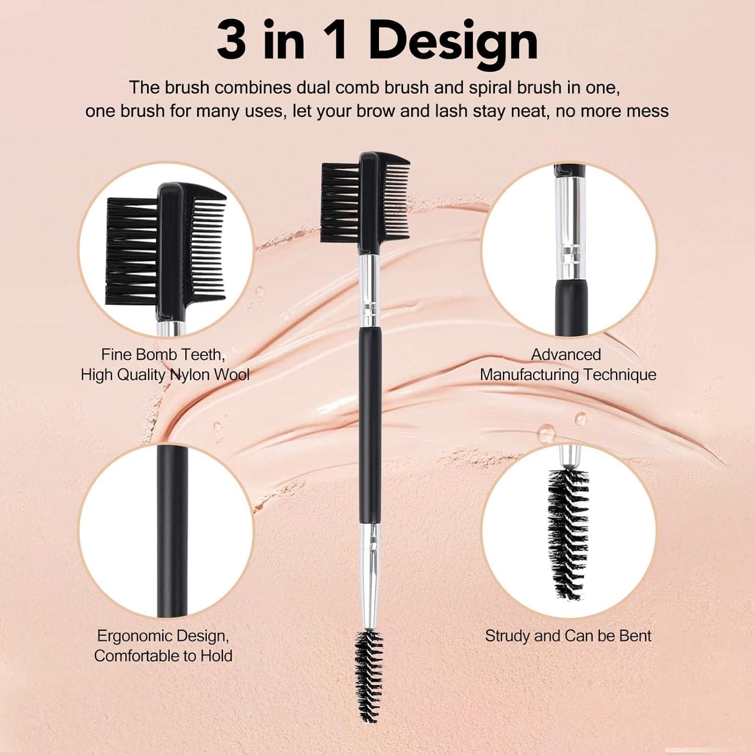 Eyelash Tools Kit for Women 3 in1 Mascara Brushes Eyelash Comb, Eyelash Extension Tweezers for Natural Eyelashes, Eyelash Tweezers and Brush Eyelash Tools Kit for Women