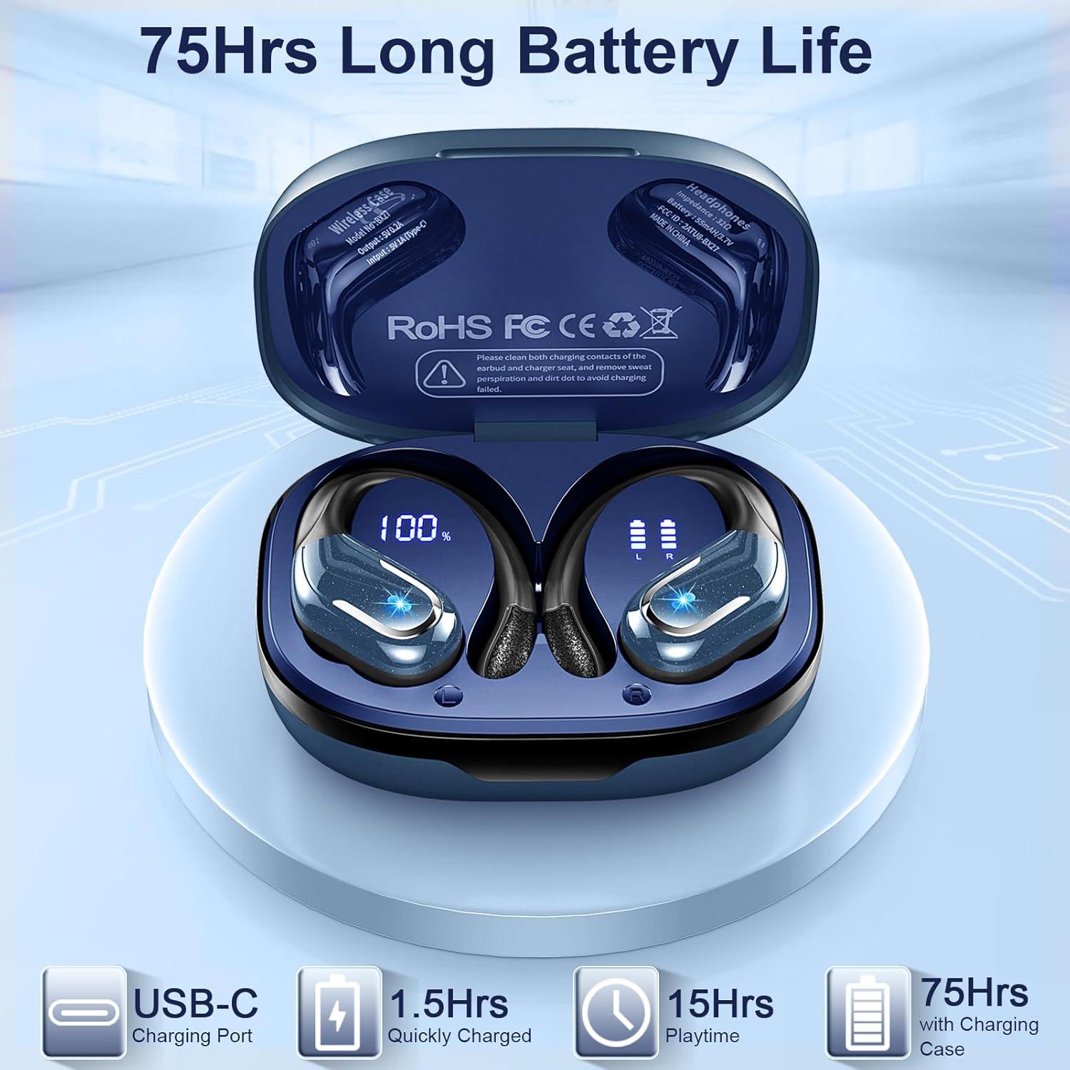 Auriculares Inalámbricos Ltinist BX27 Bluetooth 5.4 IP7 75H Azul