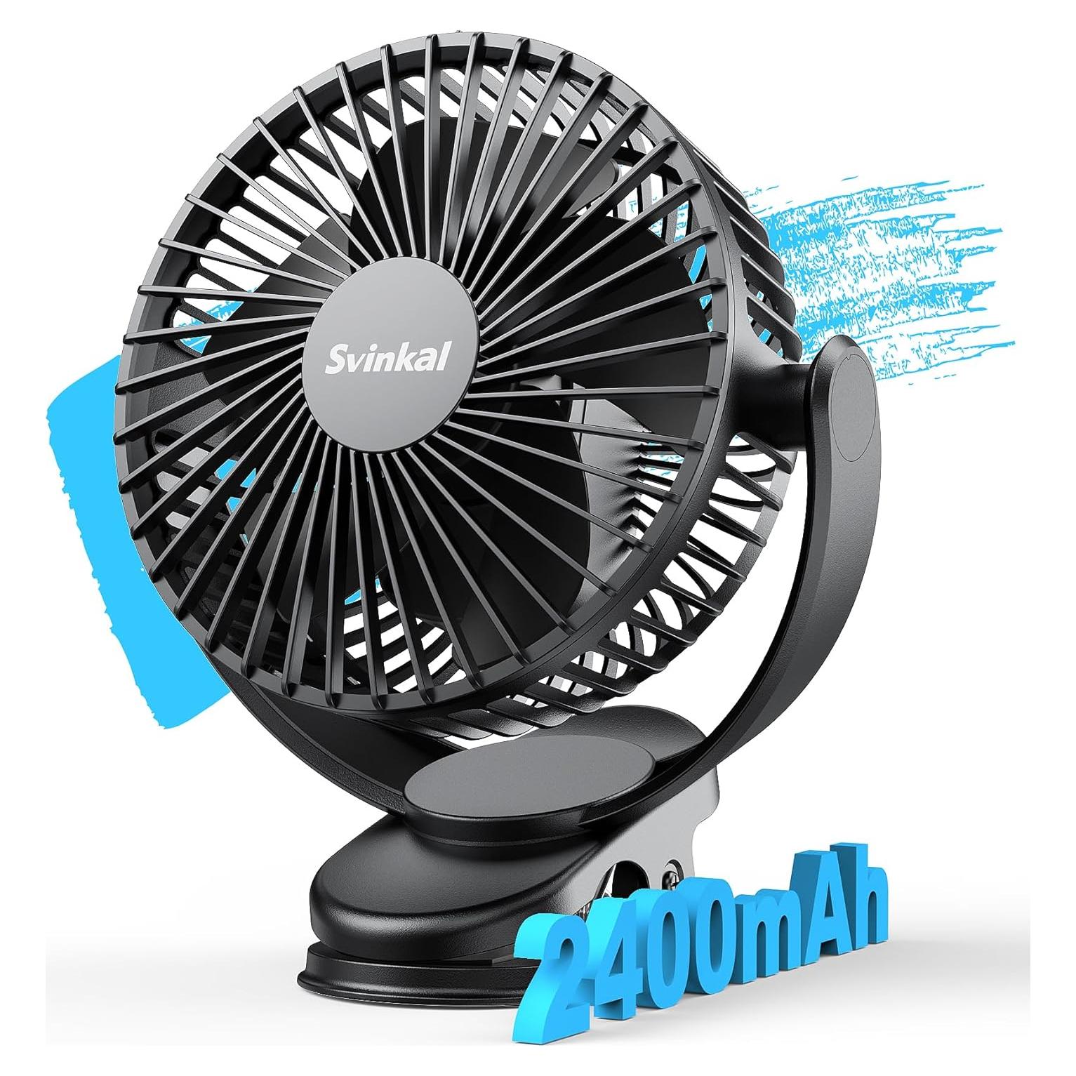 Ventilador Personal USB Clip Svinkal TF28D 2400mAh 3 Velocidades