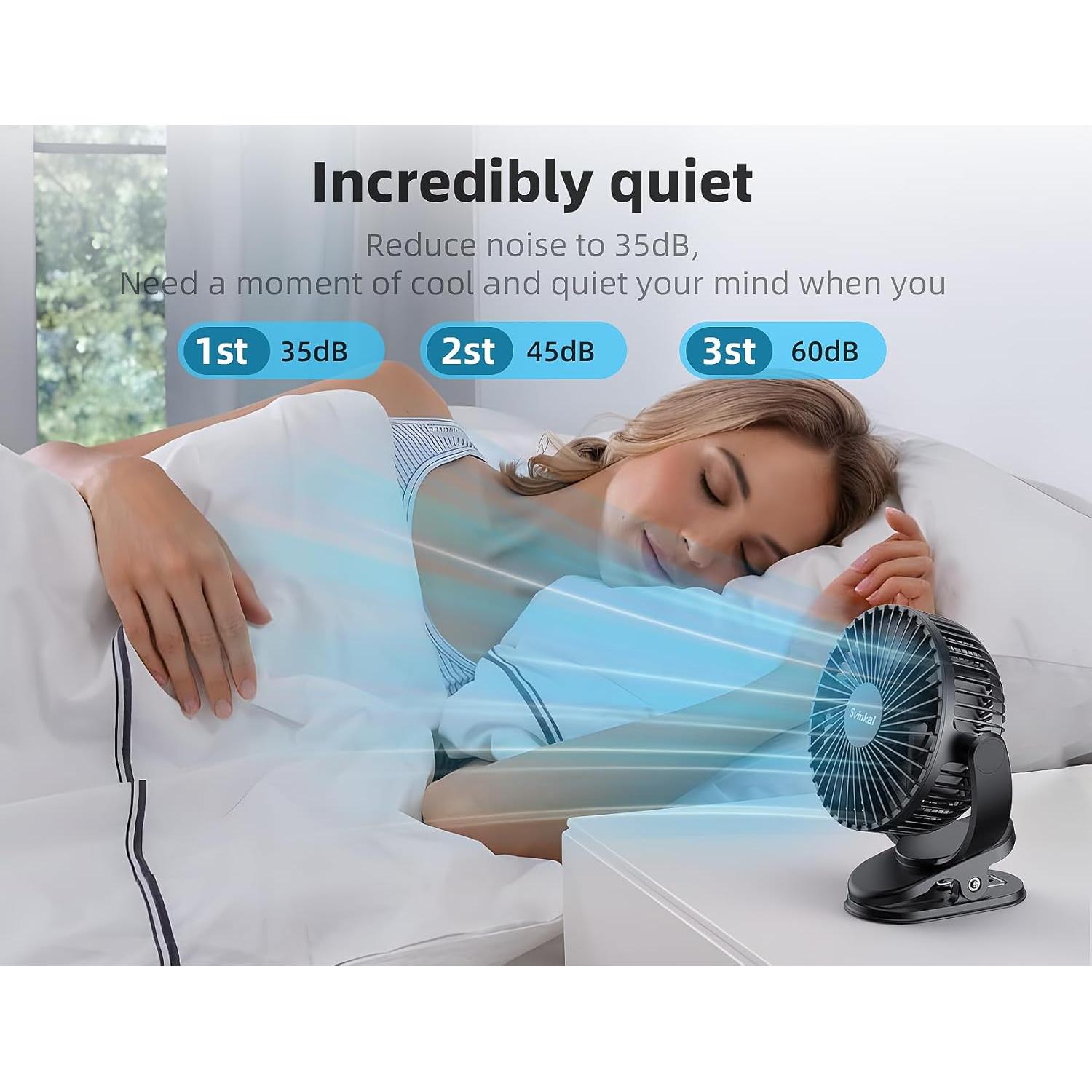 Ventilador Personal USB Clip Svinkal TF28D 2400mAh 3 Velocidades