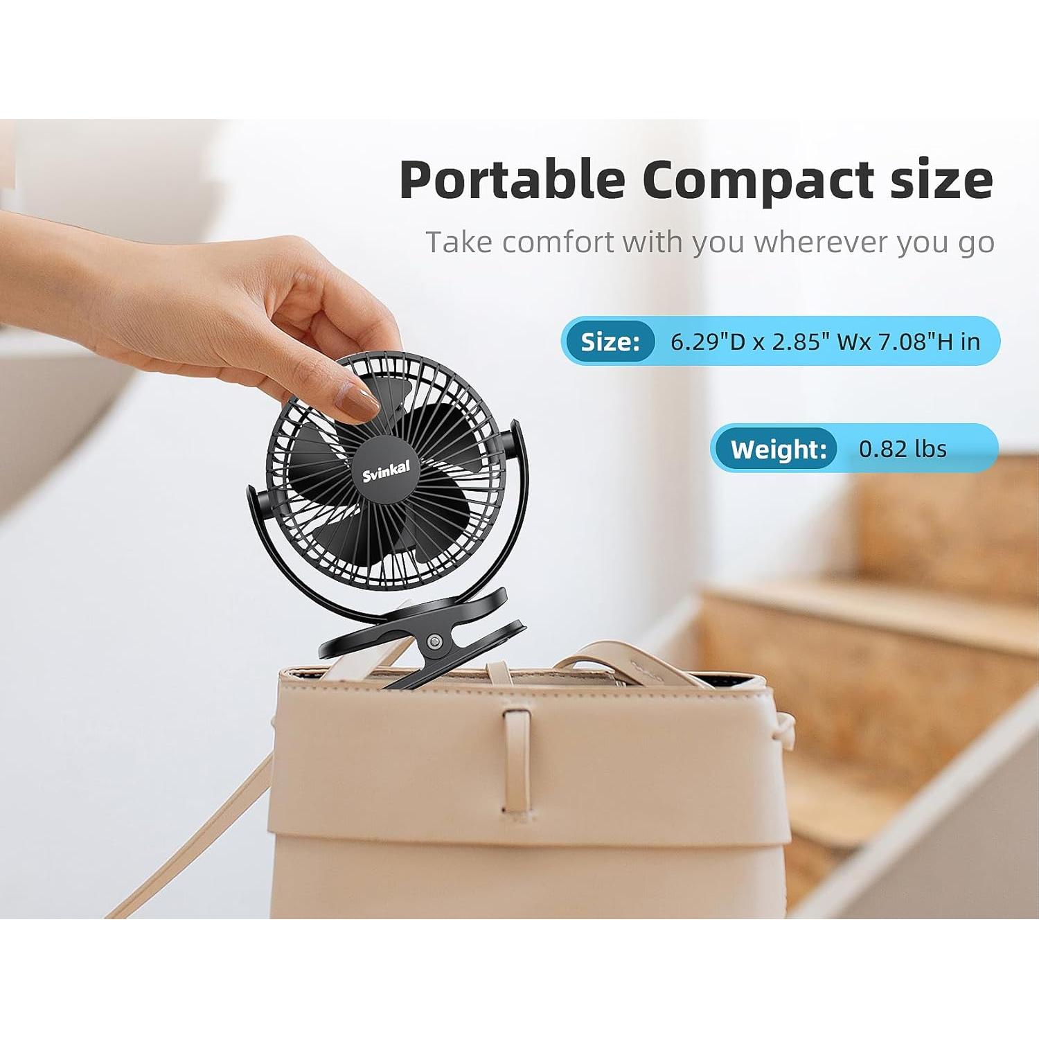 Ventilador Personal USB Clip Svinkal TF28D 2400mAh 3 Velocidades