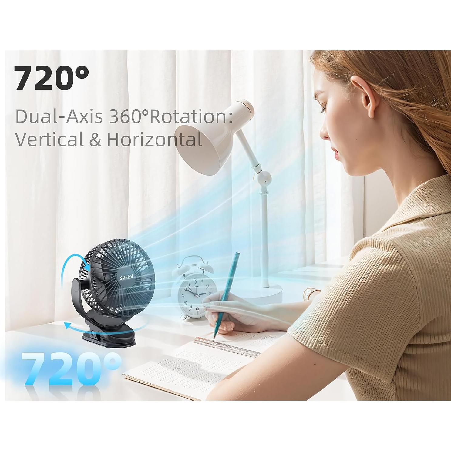 Ventilador Personal USB Clip Svinkal TF28D 2400mAh 3 Velocidades