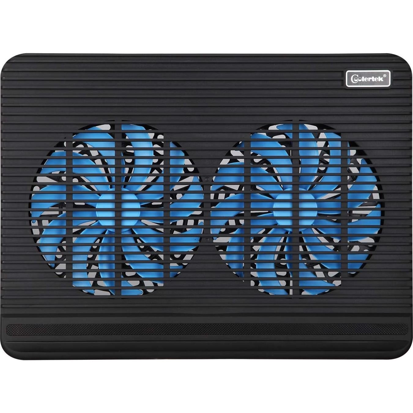 Laptop Cooling Pad, Coolertek USB Powered Laptop Cooler, 2 Blue Silent Big Fans, Height Adjustable Non-Slip Laptop Stand with Dual USB 2.0 Ports, Fits 11-17 Inch Notebook - Black (N2)