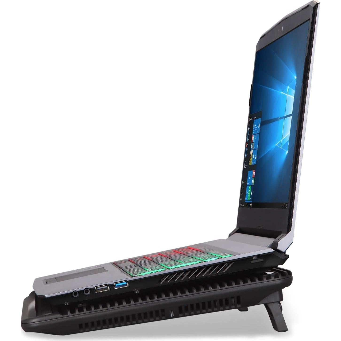 Laptop Cooling Pad, Coolertek USB Powered Laptop Cooler, 2 Blue Silent Big Fans, Height Adjustable Non-Slip Laptop Stand with Dual USB 2.0 Ports, Fits 11-17 Inch Notebook - Black (N2)