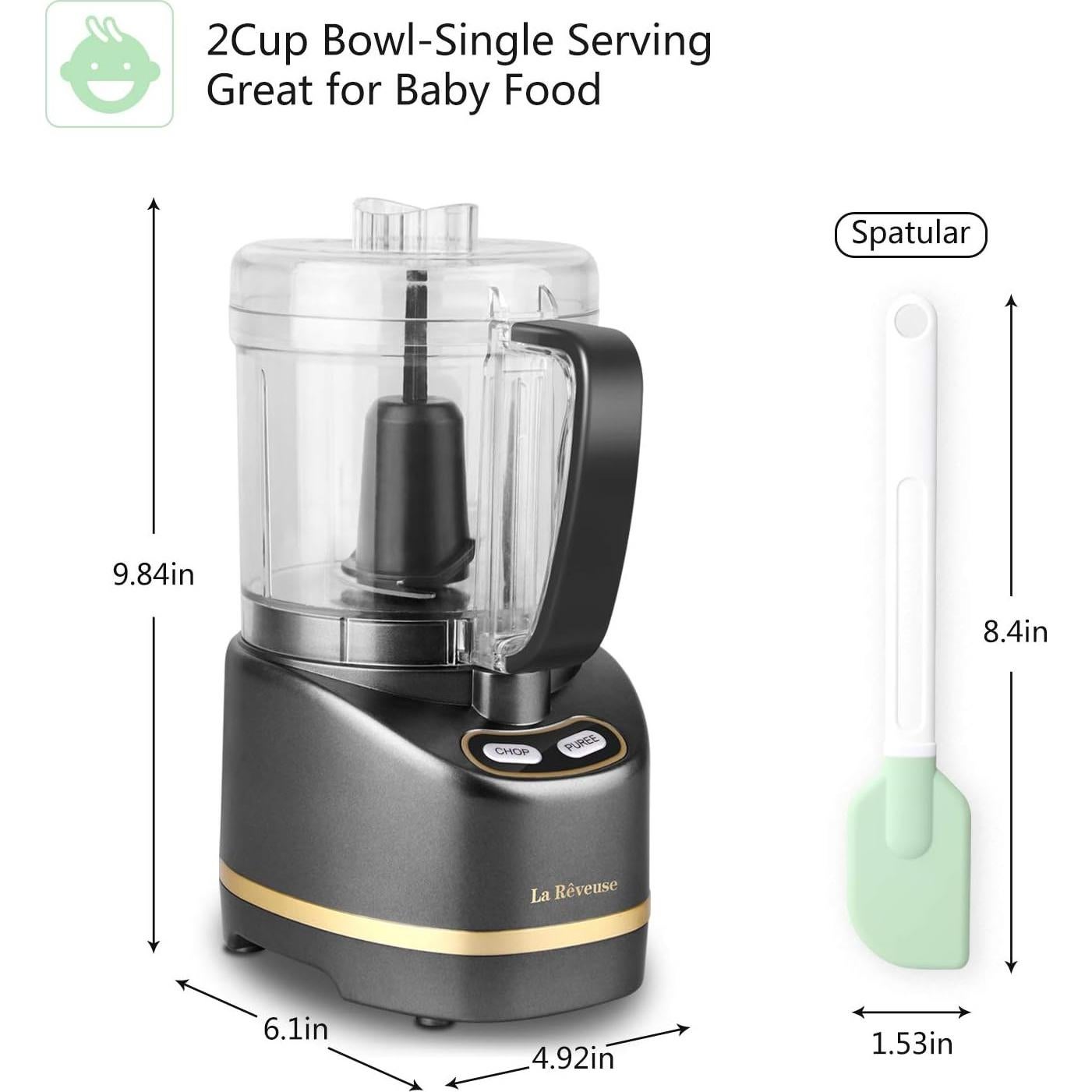 Procesador de Alimentos Mini La Reveuse 200W 2 Tazas Gris