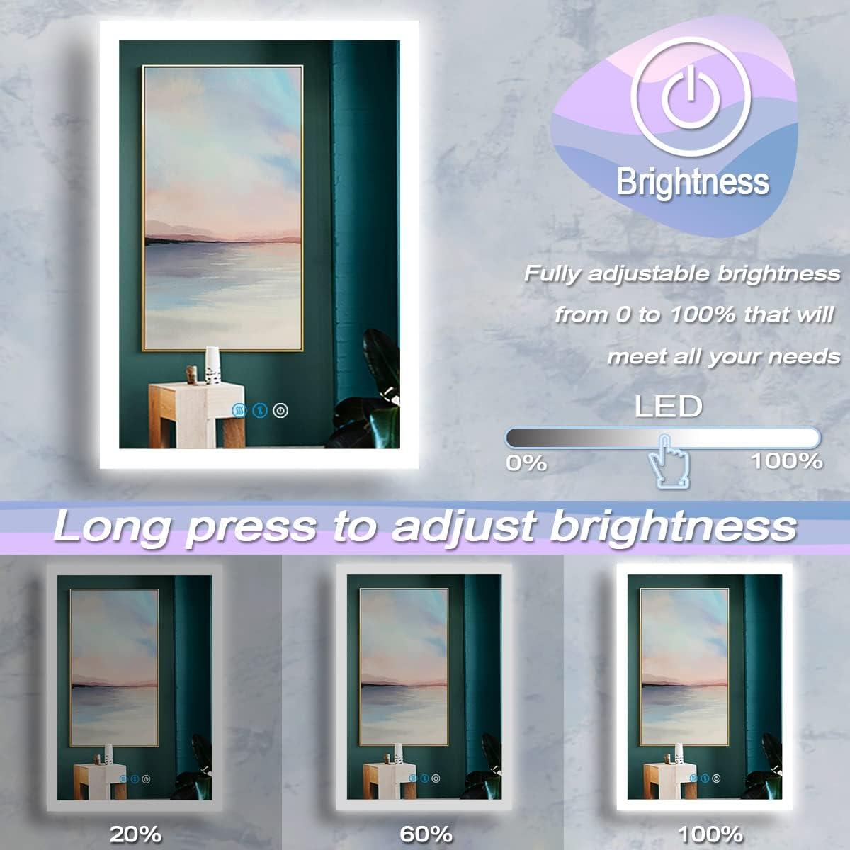 Espejo de Baño LED Retroiluminado DIDIDADA 76x51 cm Sin Marco