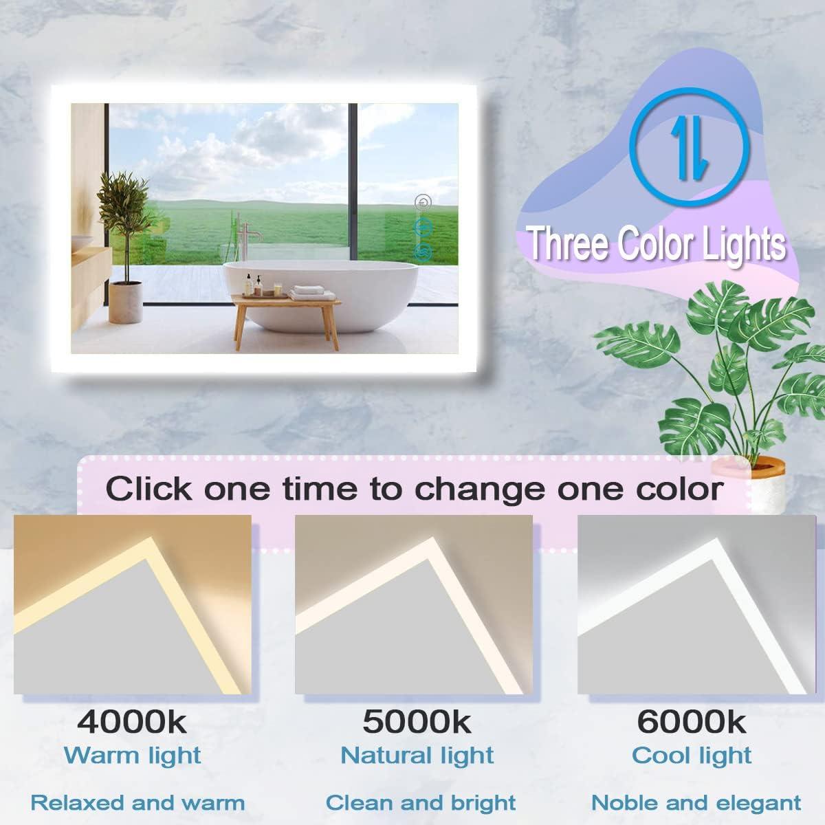 Espejo de Baño LED Retroiluminado DIDIDADA 76x51 cm Sin Marco