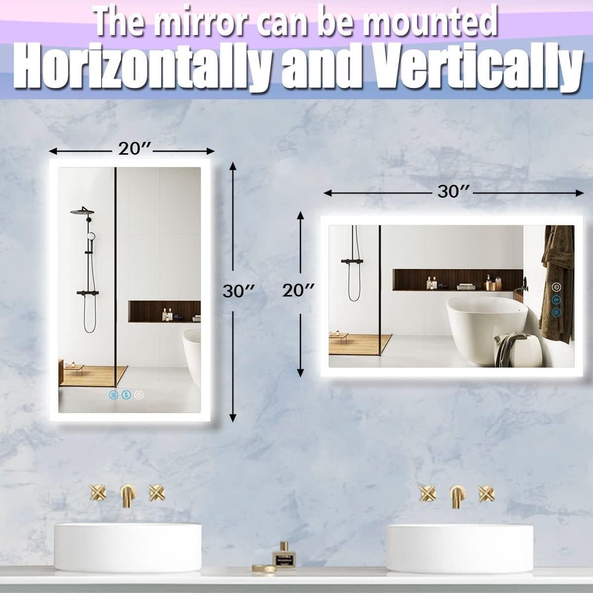 Espejo de Baño LED Retroiluminado DIDIDADA 76x51 cm Sin Marco