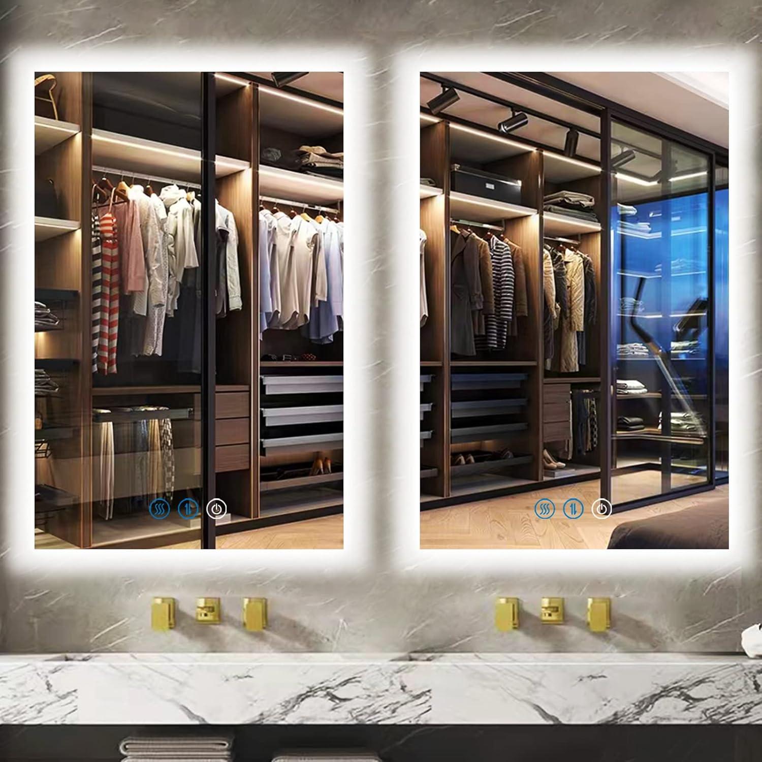 Espejo de Baño LED Retroiluminado DIDIDADA 76x51 cm Sin Marco