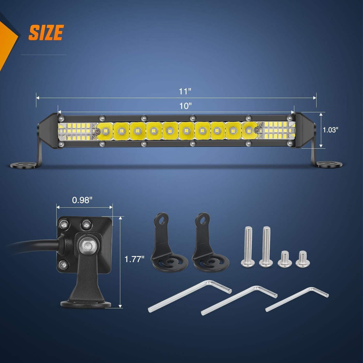 Barra de Luz LED Nilight 11" 78W Impermeable 2 Piezas