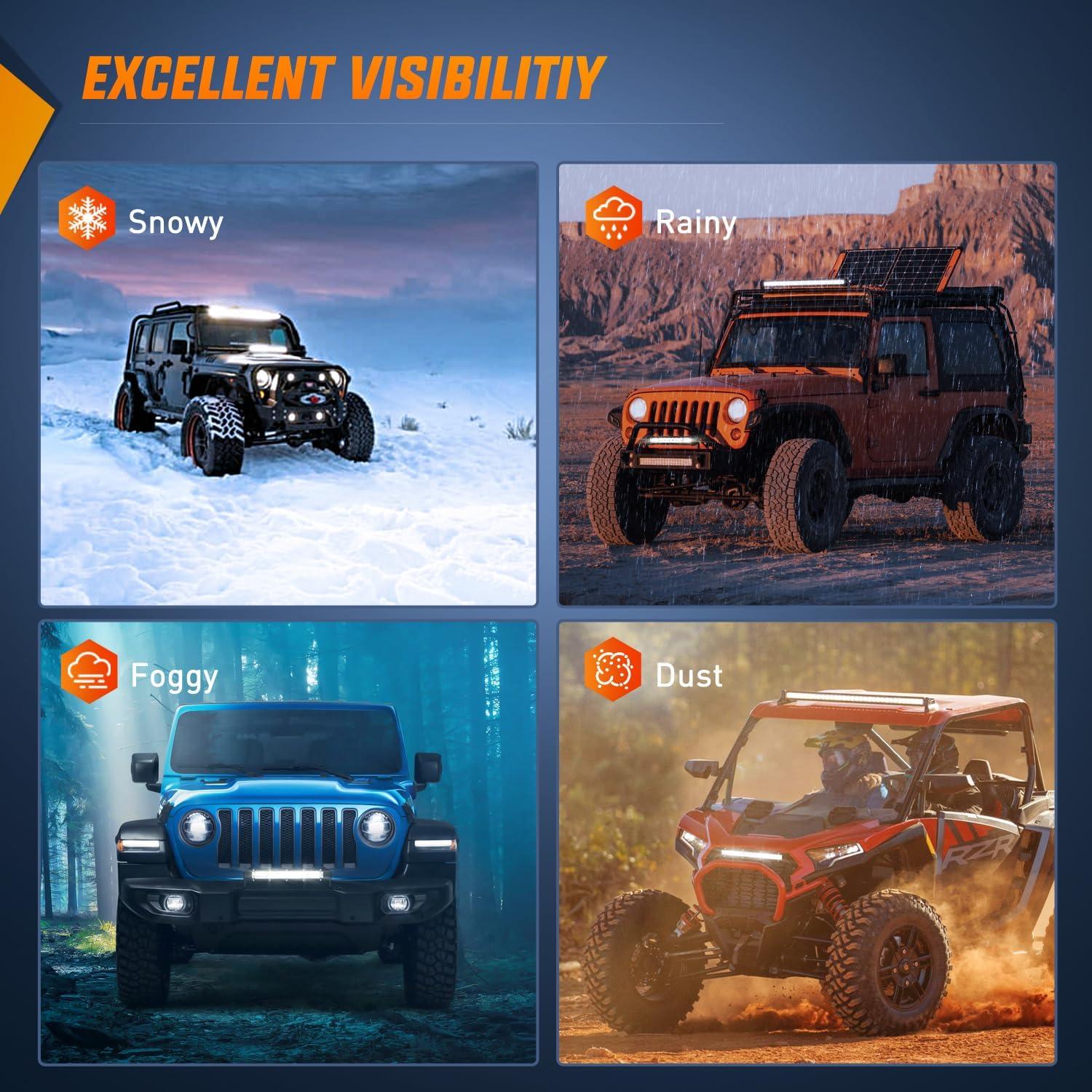 Barra de Luz LED Nilight 11" 78W Impermeable 2 Piezas