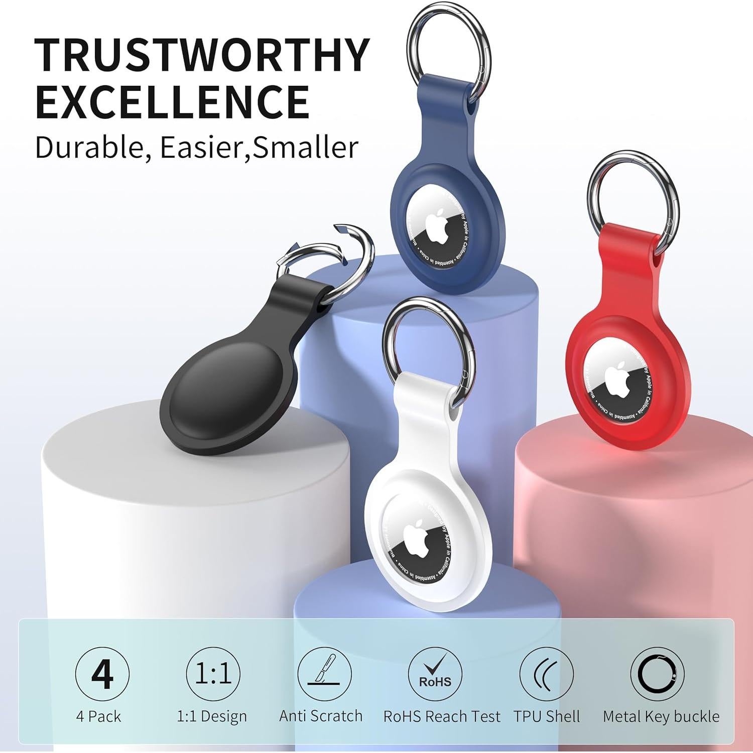 Soporte para AirTag HATALKIN 2 Piezas Silicona Negro