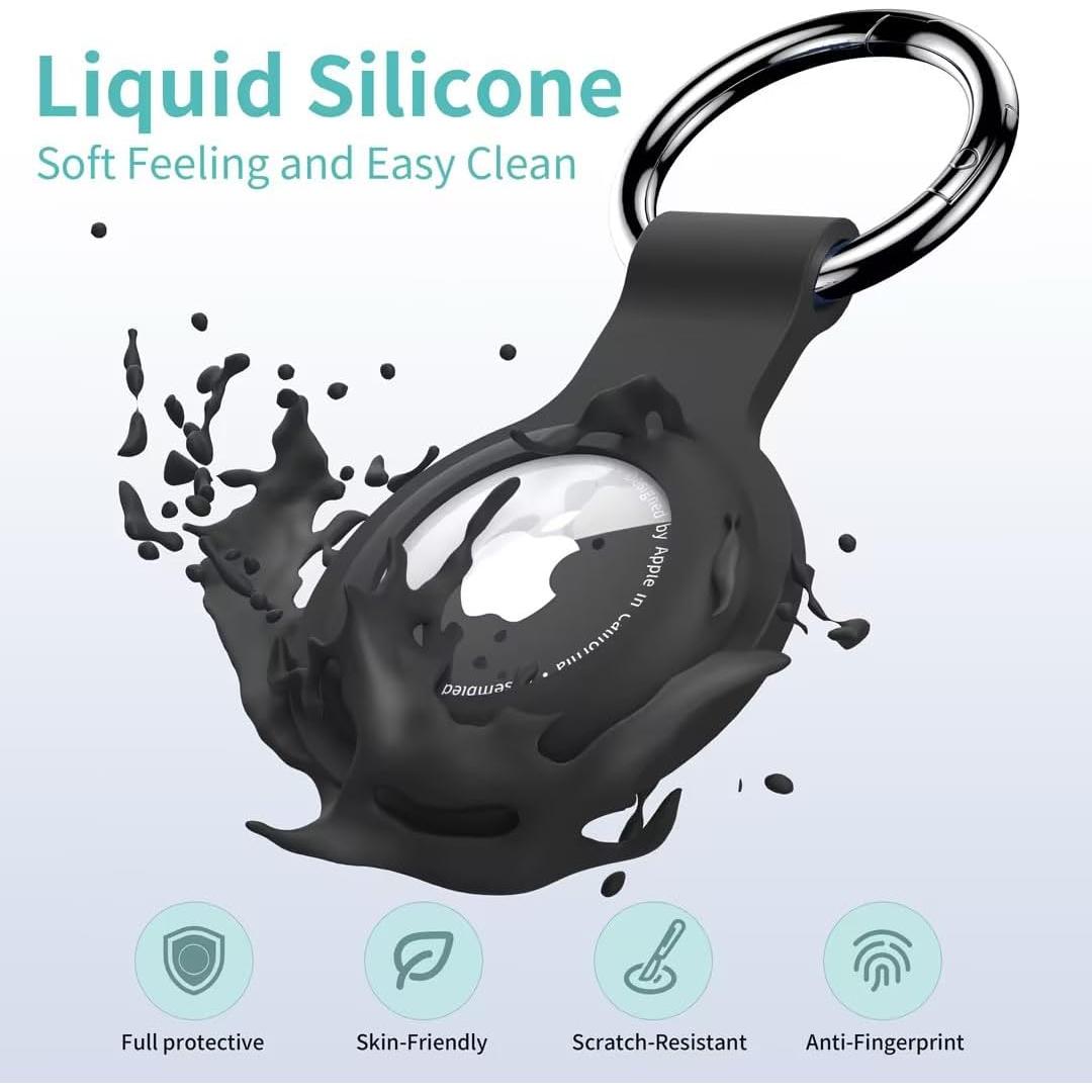 Soporte para AirTag HATALKIN 2 Piezas Silicona Negro