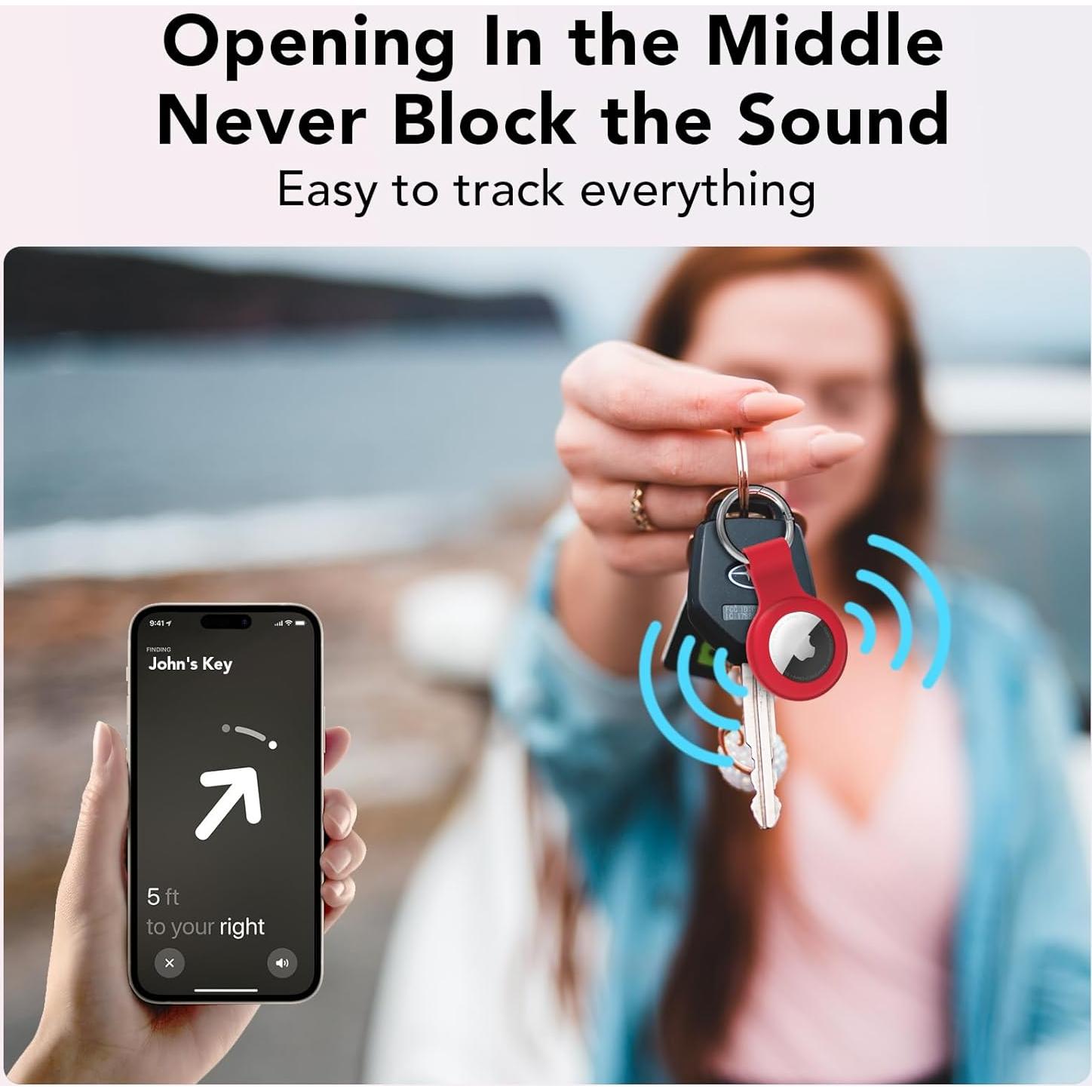 Soporte para AirTag HATALKIN 2 Piezas Silicona Negro