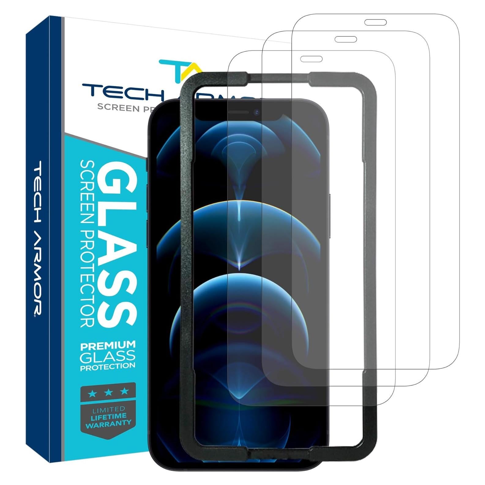 Protector de Pantalla de Vidrio Templado Tech Armor para iPhone 12 Pro Max 6.7" - 3 Paquete