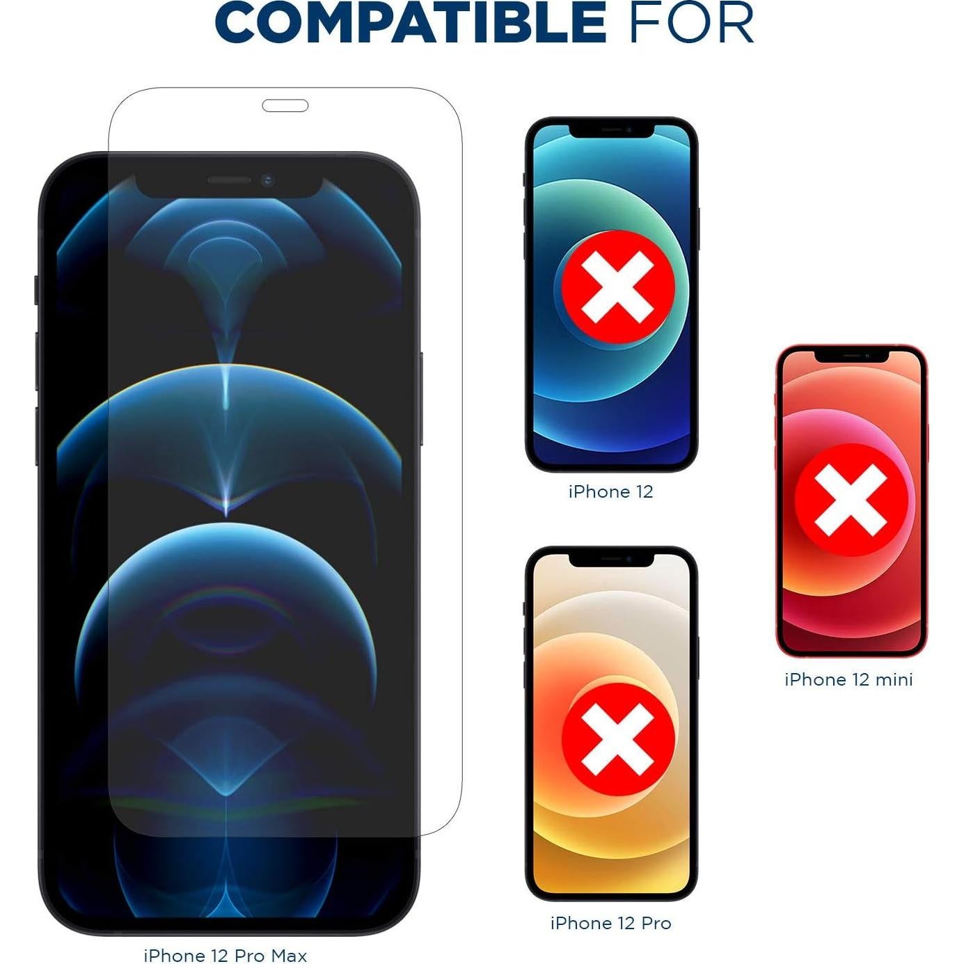 Protector de Pantalla de Vidrio Templado Tech Armor para iPhone 12 Pro Max 6.7" - 3 Paquete