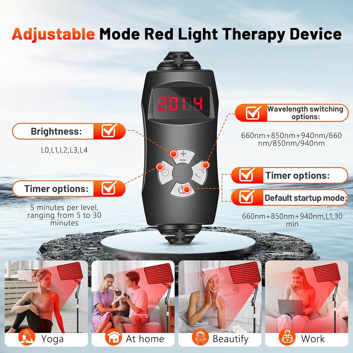 Lámpara de Terapia de Luz Roja HALIDODO 660/850/940nm Ajustable