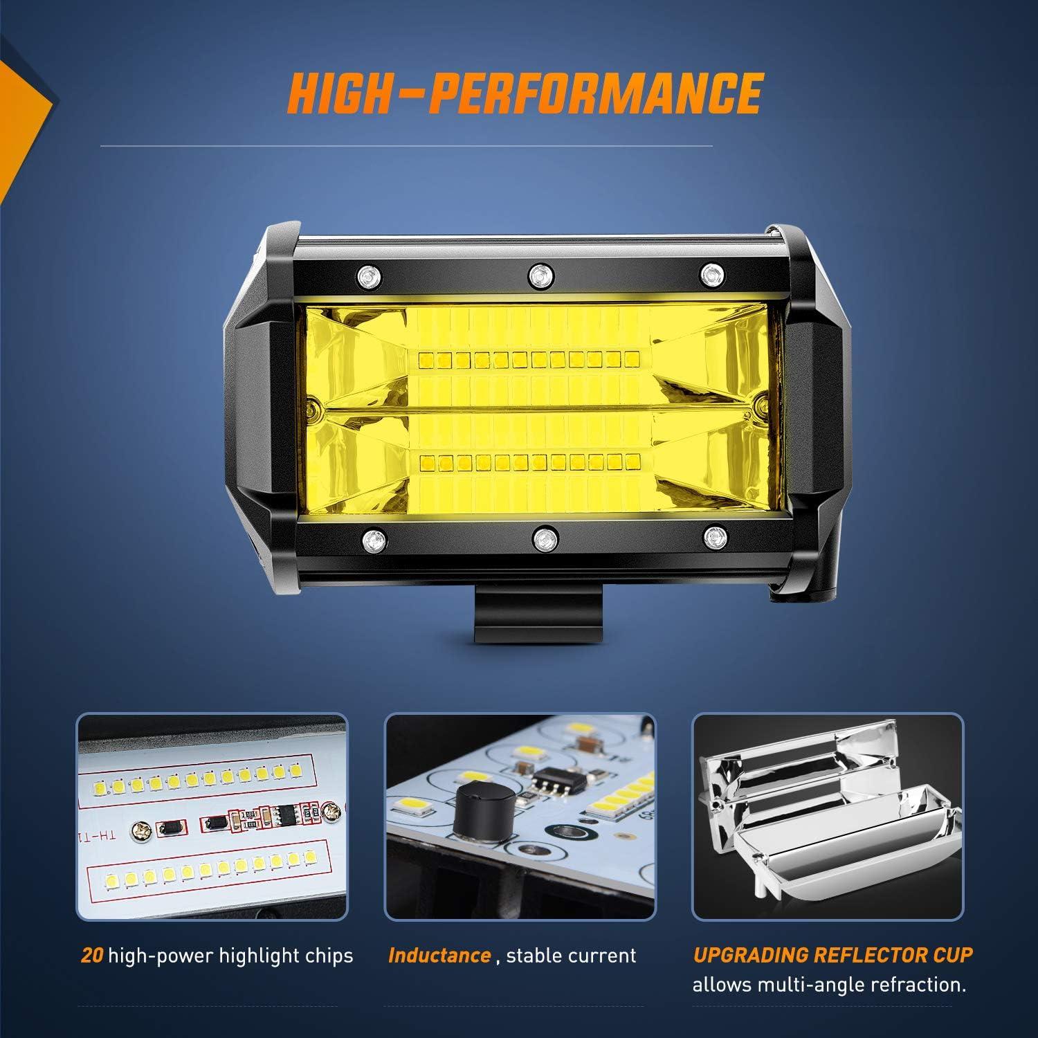 Barra de Luz LED Nilight ZH304 72W Amarillo 10800 Lúmenes