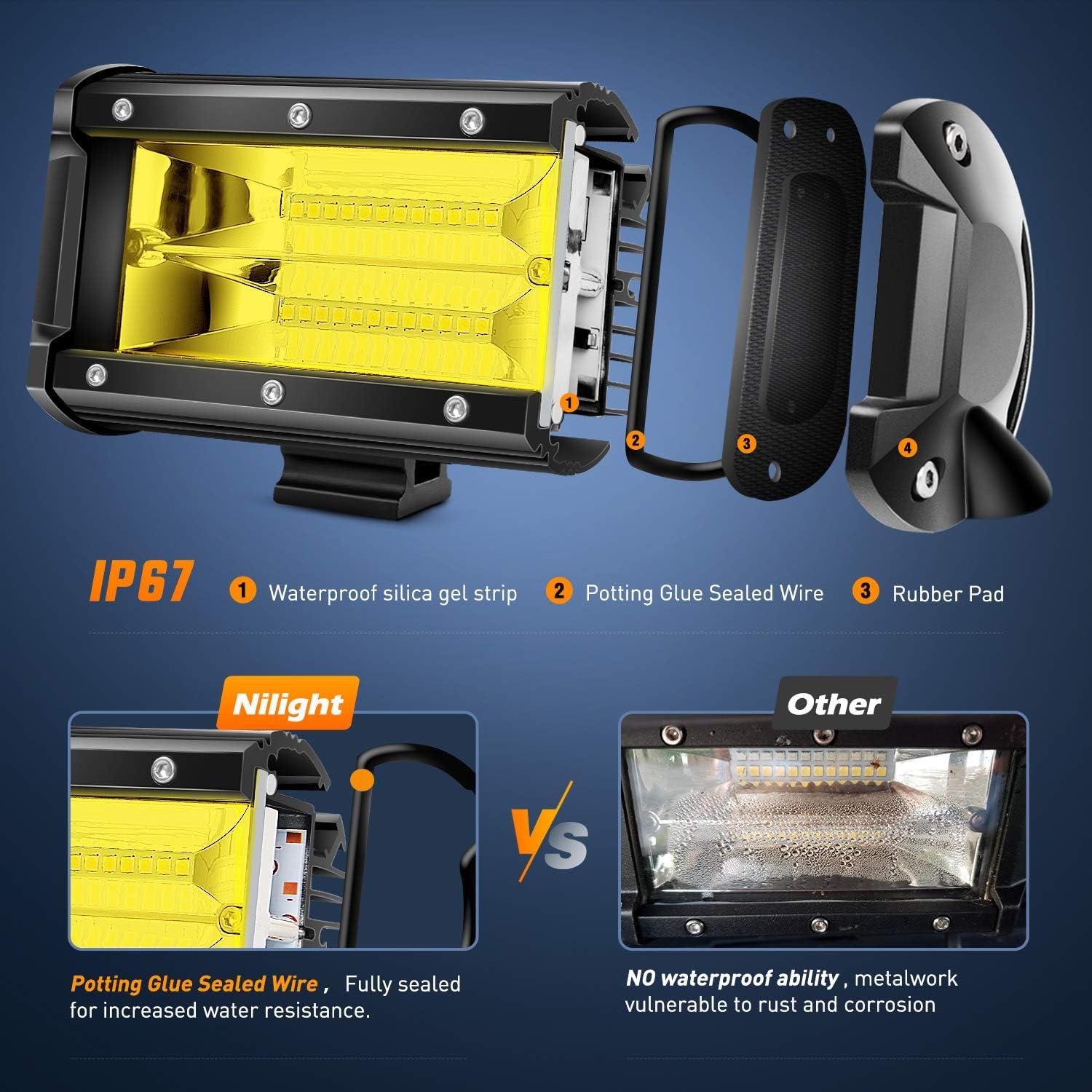 Barra de Luz LED Nilight ZH304 72W Amarillo 10800 Lúmenes