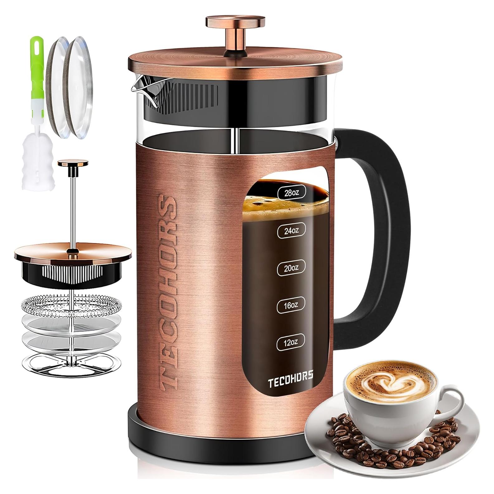 Prensa Francesa de Café TECOHORS 34oz Acero Inoxidable Cobre